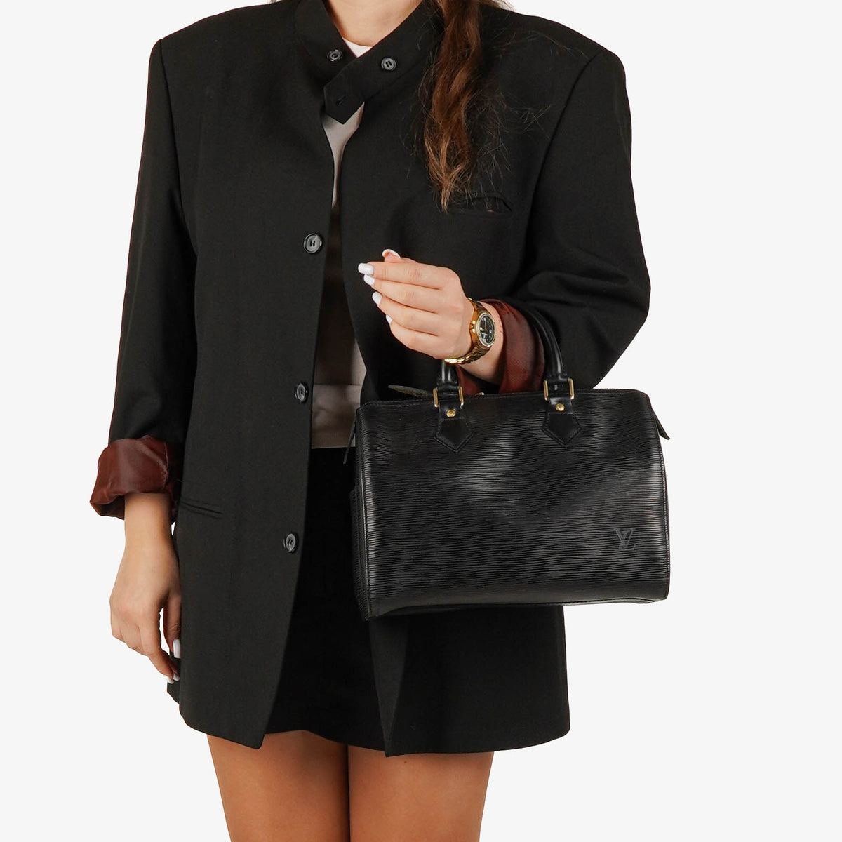 Louis Vuitton Speedy 25 Black EPI Leather Handbag