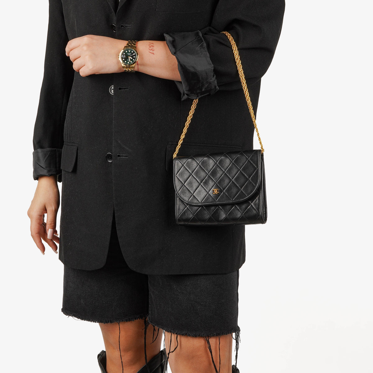 Chanel Mini Flap Bag Black Quilted Lambskin With 24K Gold-Plated Hardware