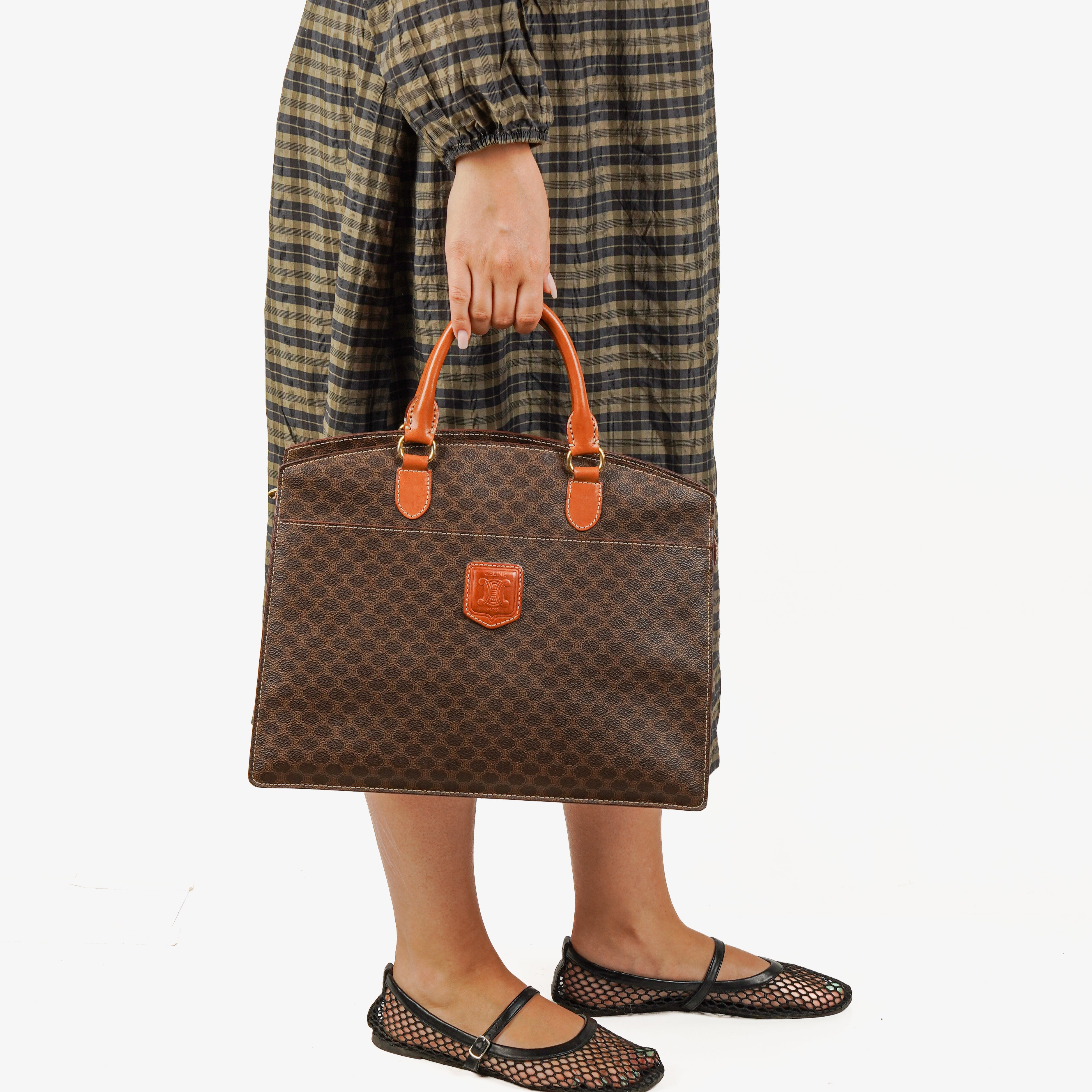 Celine Macadam Coated Canvas Handbag
