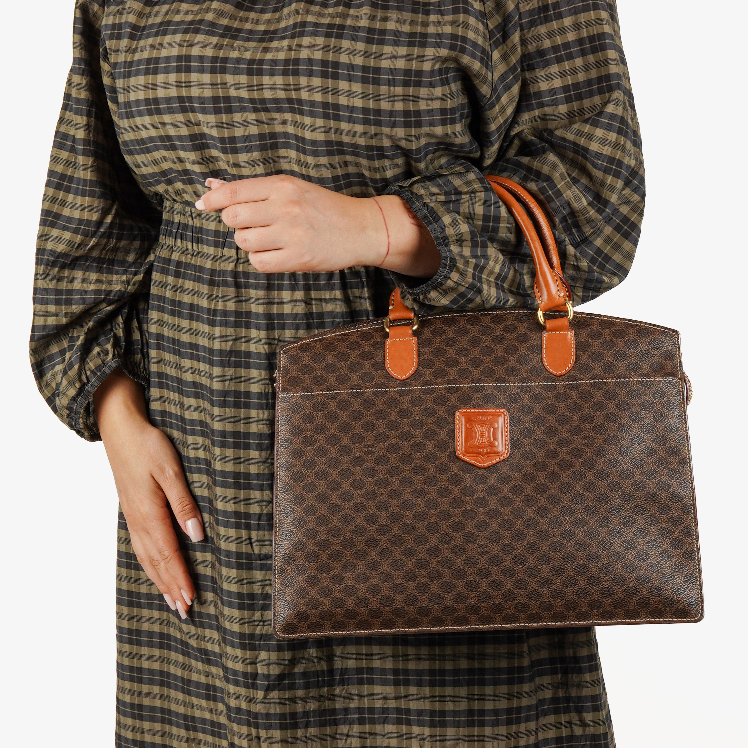 Celine Macadam Coated Canvas Handbag