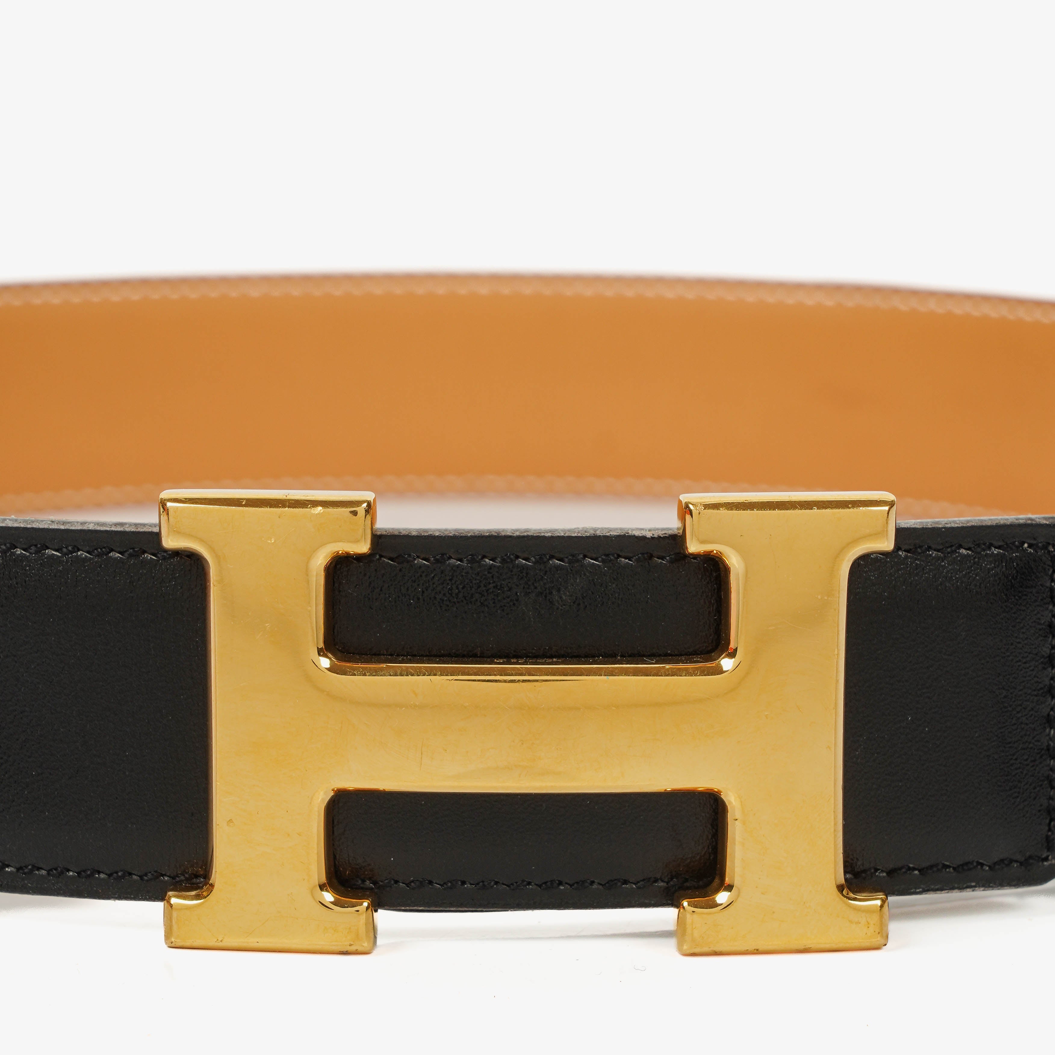 Hermes 32mm Box Leather Black H Belt 