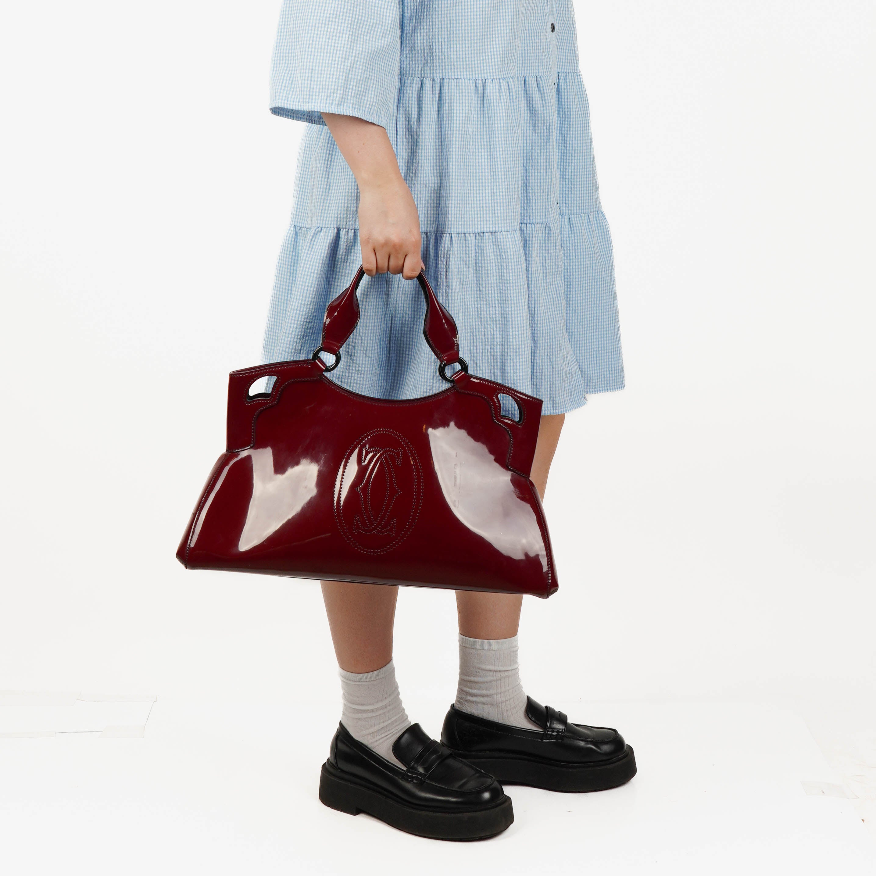 Cartier Marcello de Cartier Patent Leather Handle Bag