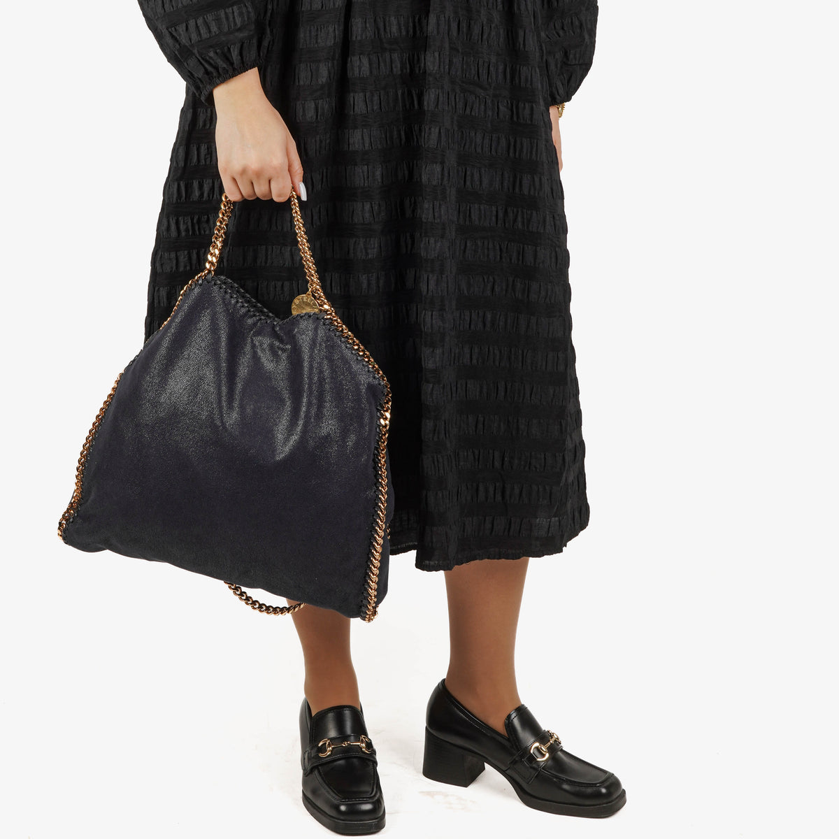 Stella McCartney Black Falabella Tote Vegan Shaggy Deer