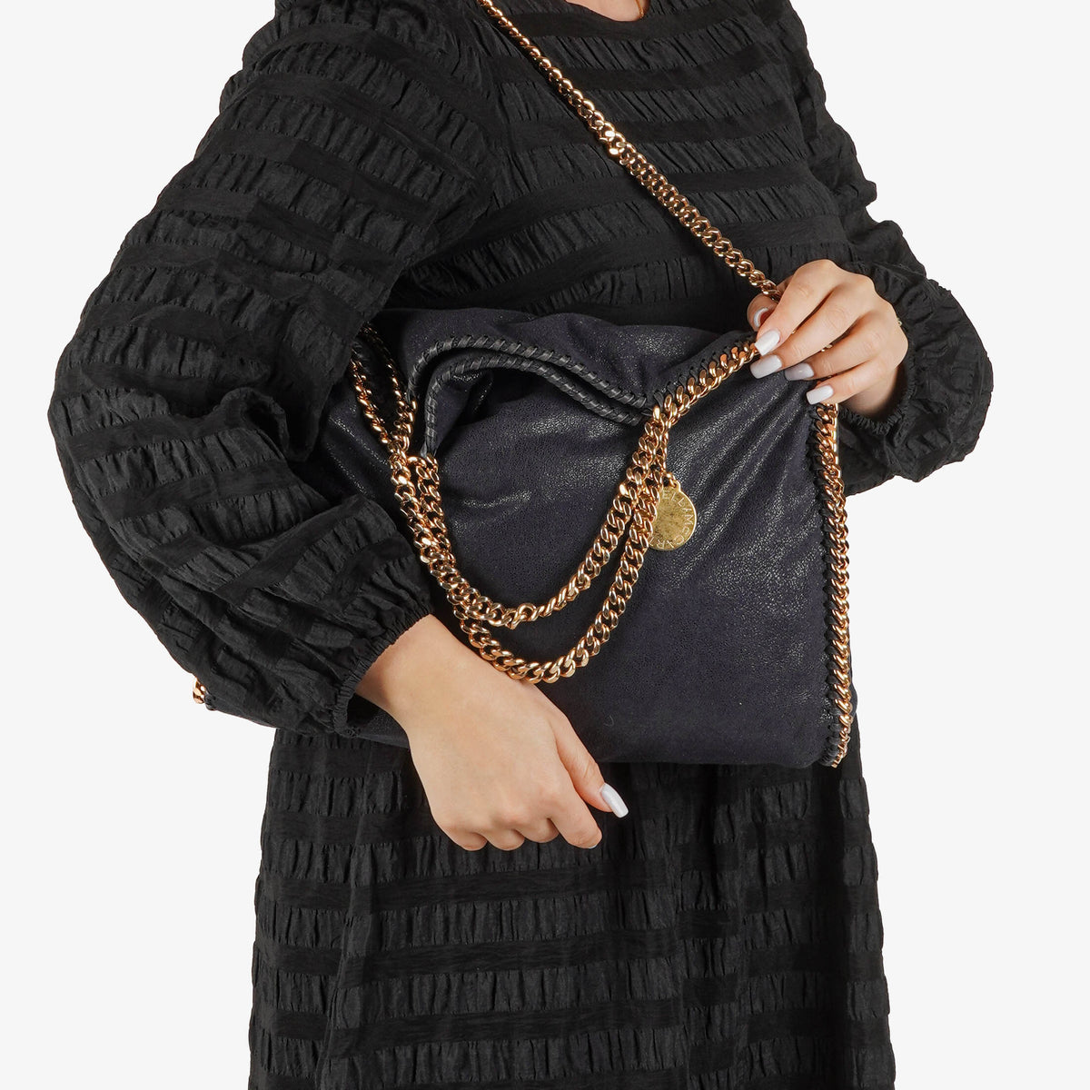 Stella McCartney Black Falabella Tote Vegan Shaggy Deer