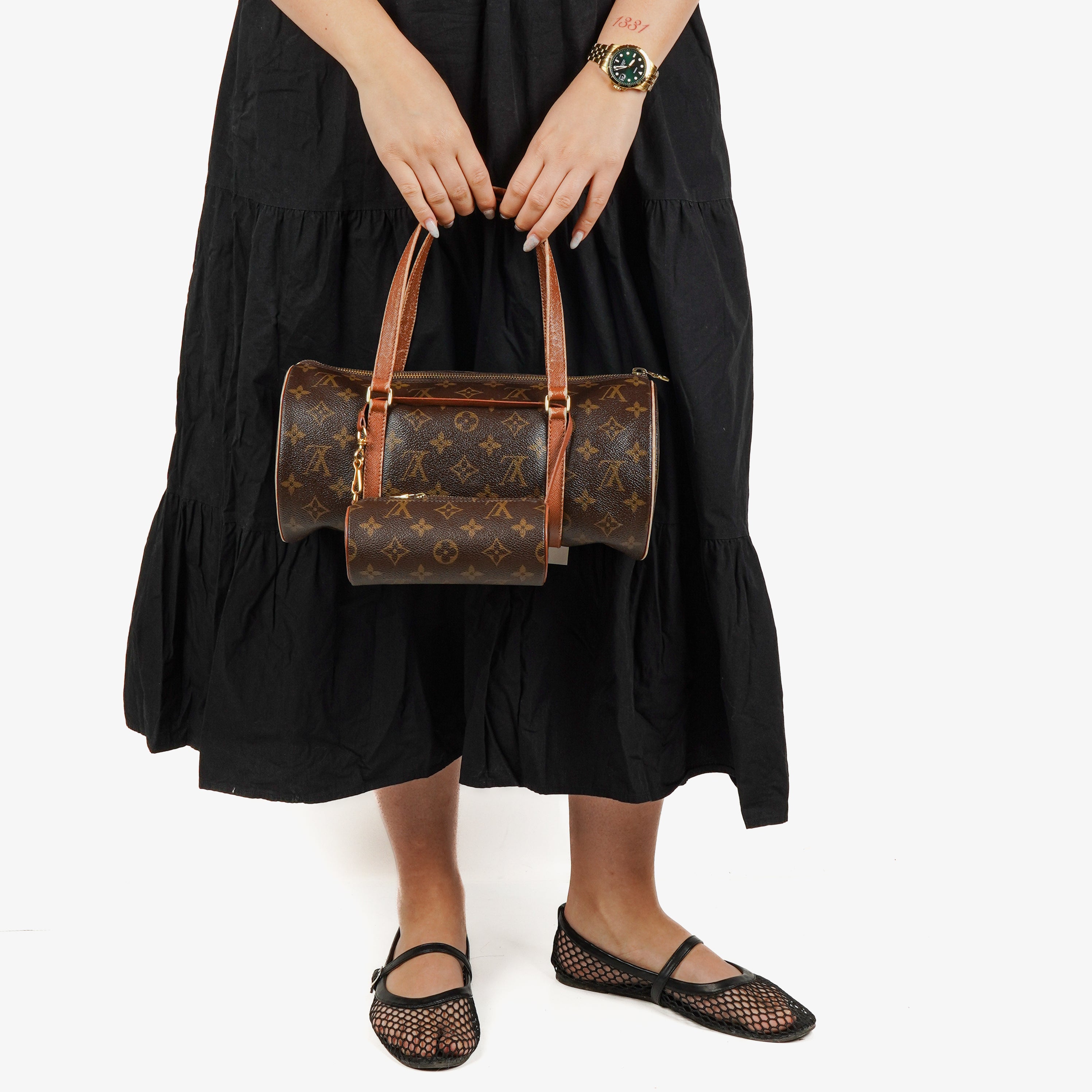 Louis Vuitton Papillon 30 Vintage Monogram Canvas Handbag With Mini Papillon Pochette