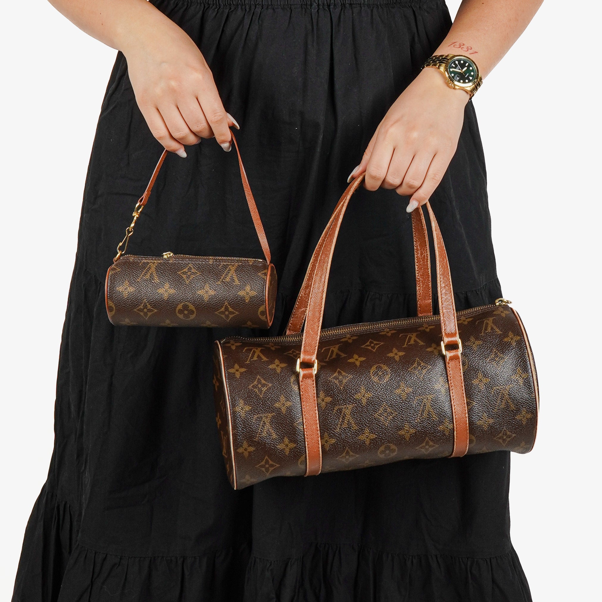 Louis Vuitton Papillon 30 Vintage Monogram Canvas Handbag With Mini Papillon Pochette