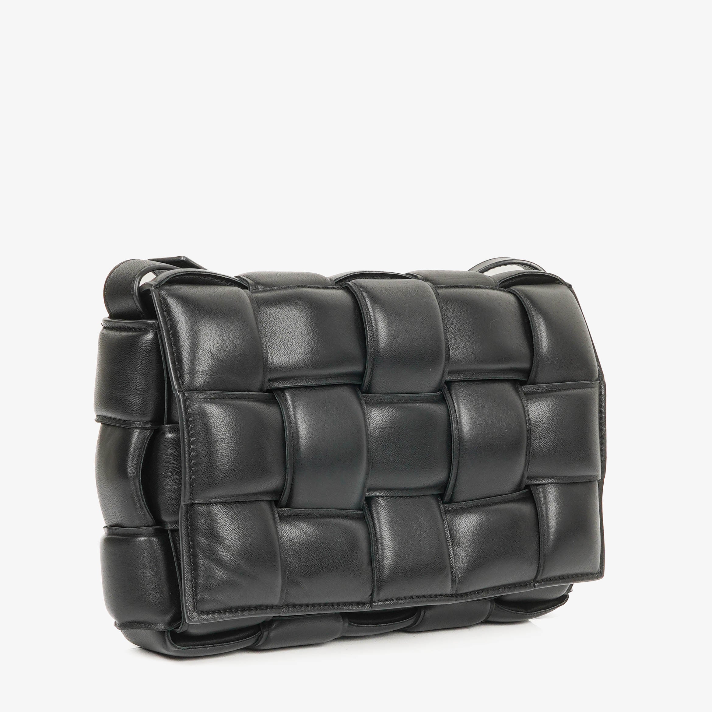 Bottega Veneta Cassette Padded Intrecciato Black Crossbody Bag