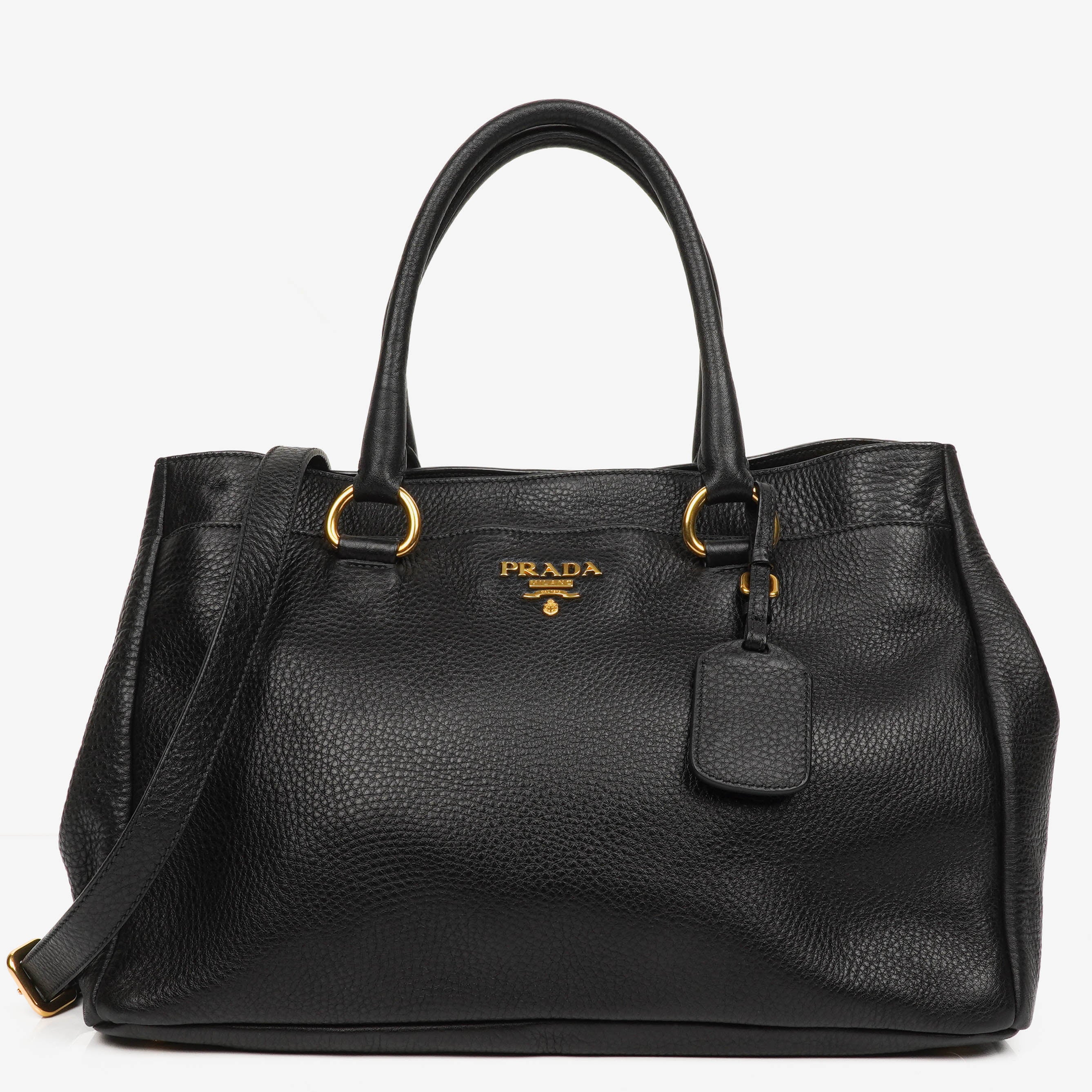 Prada Vitello Daino Black Leather Bag