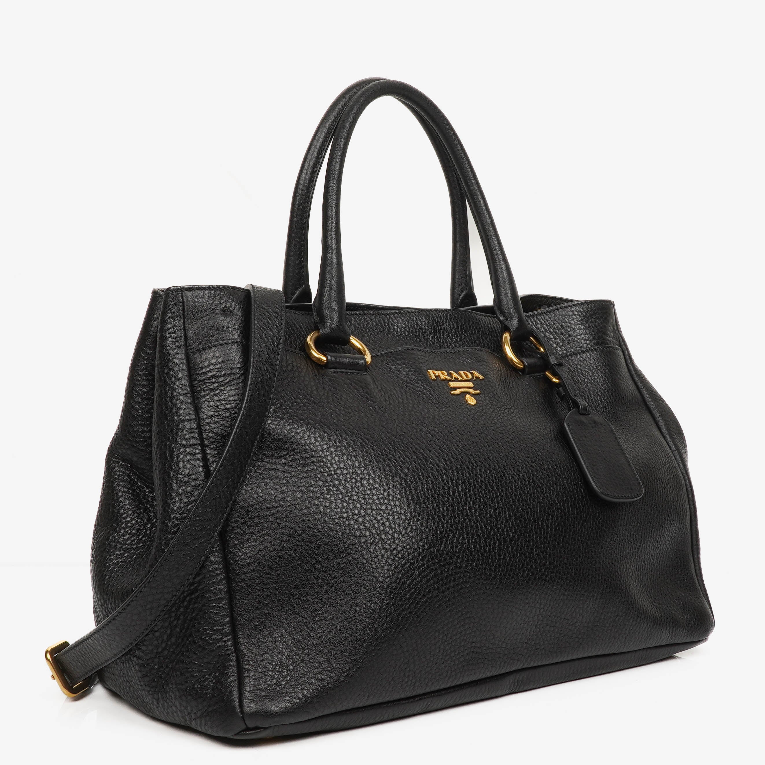 Prada Vitello Daino Black Leather Bag