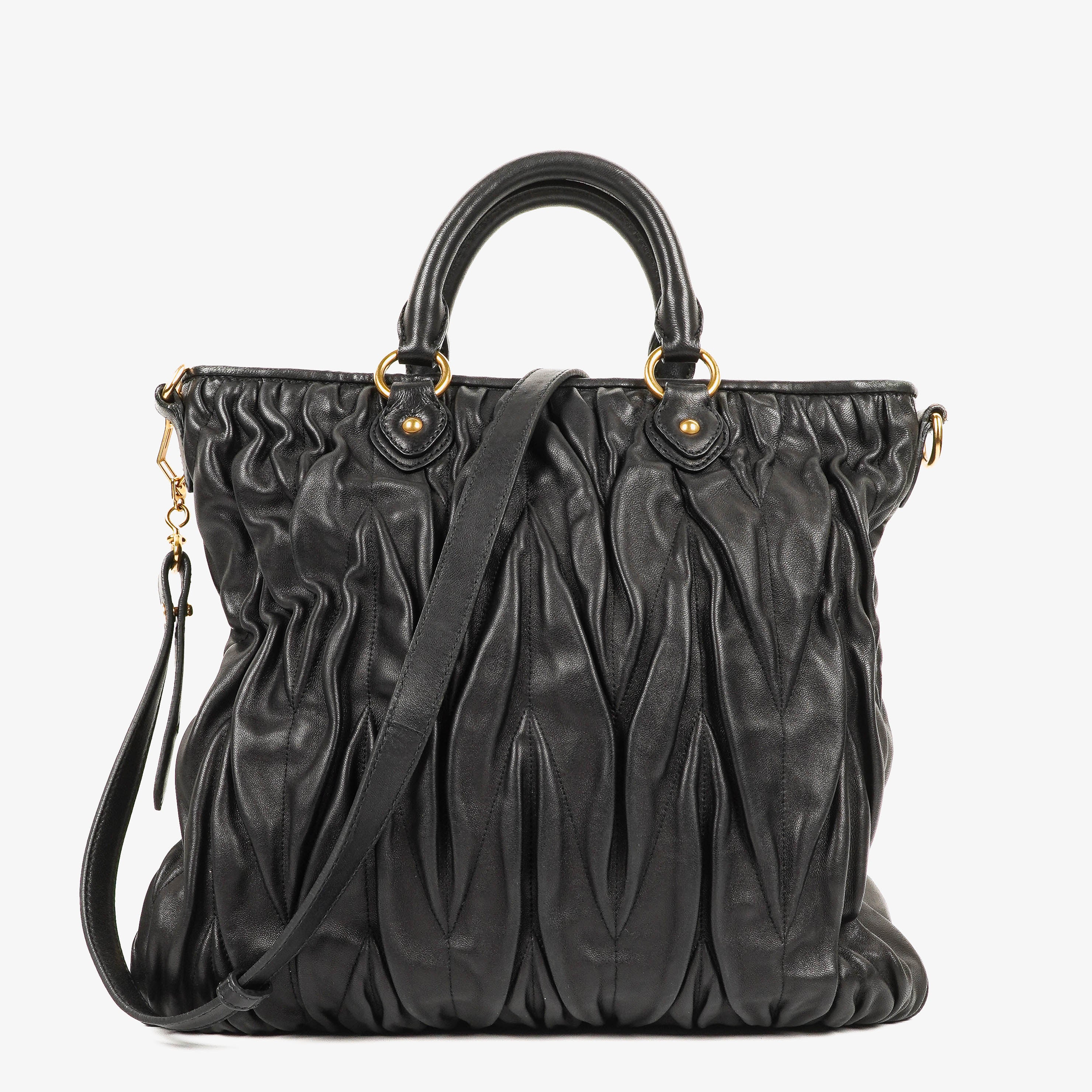 Miu Miu Matelasse Black Leather Tote Bag