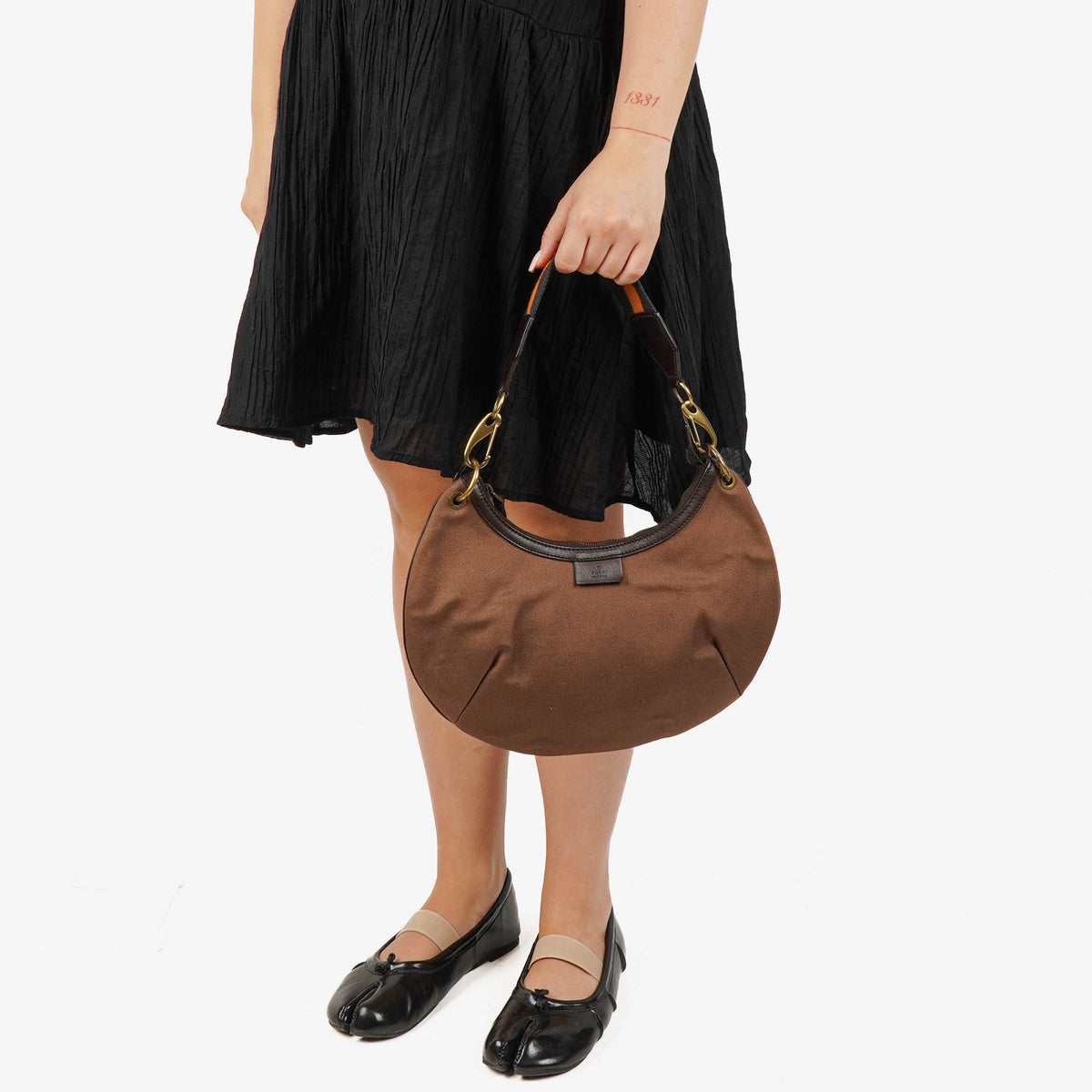 Gucci Brown Canvas/Leather Hobo Web Shoulder Bag