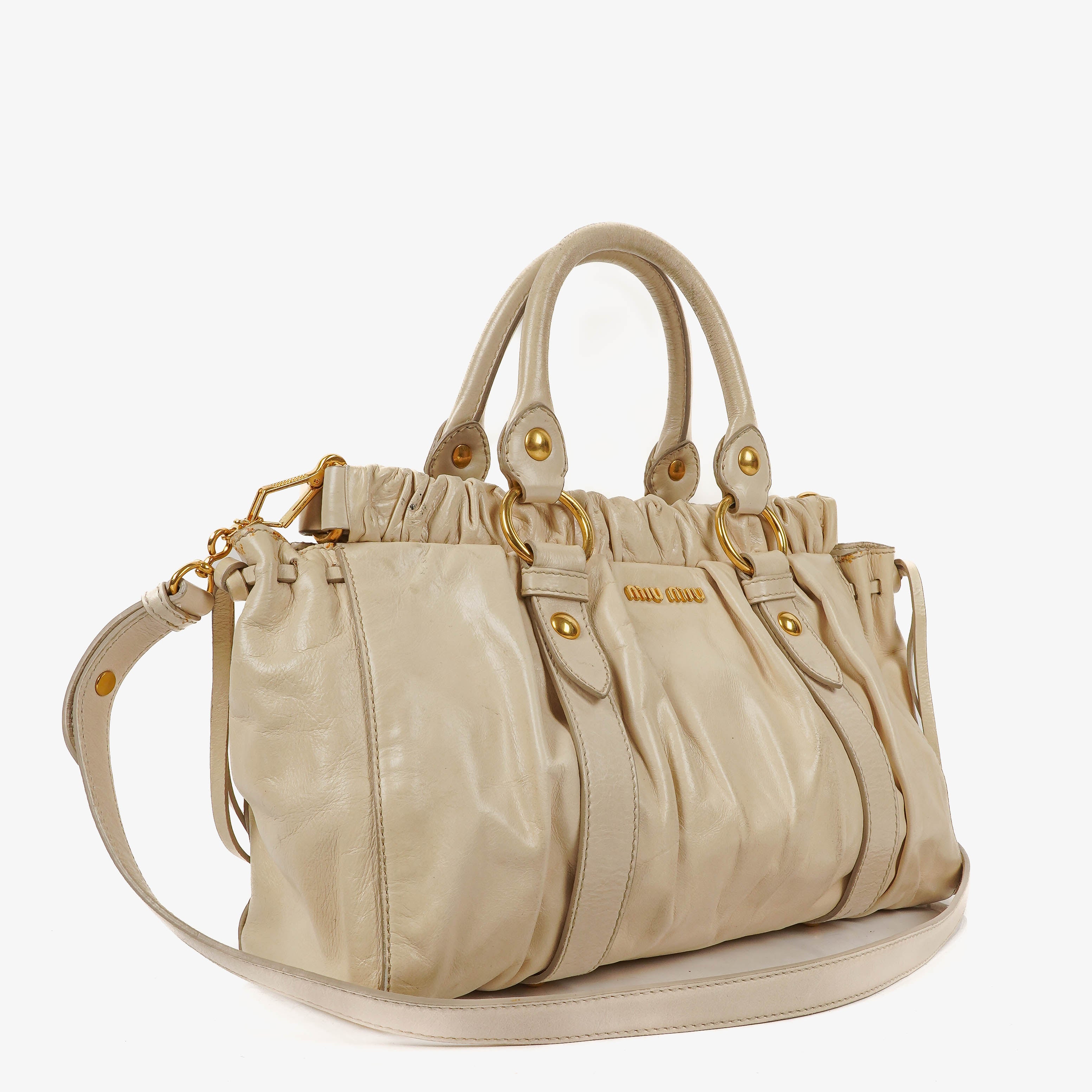 Miu Miu Vitello Lux Talco Satchel Bag