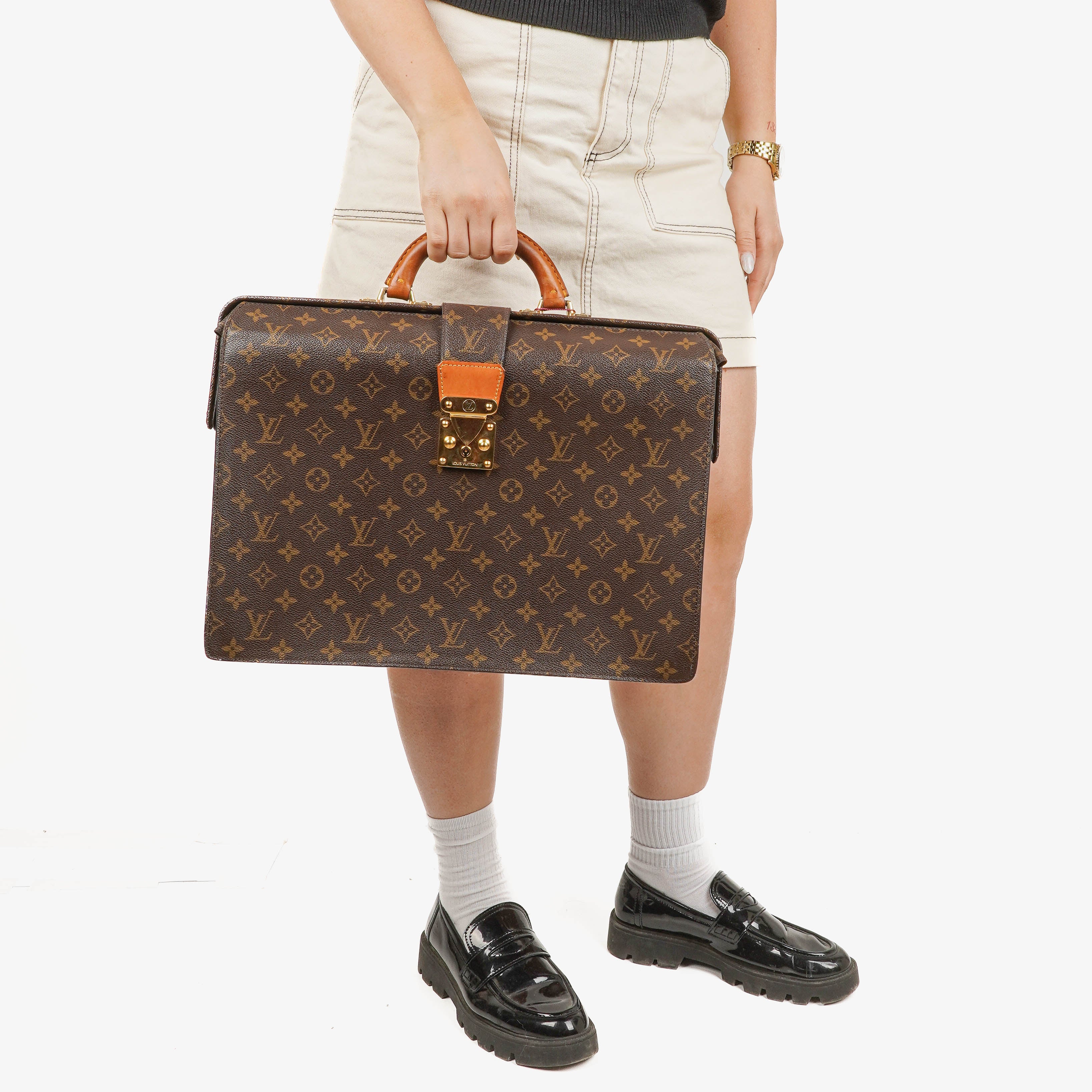 Louis Vuitton Monogram Canvas Serviette Fermoir Briefcase Bag