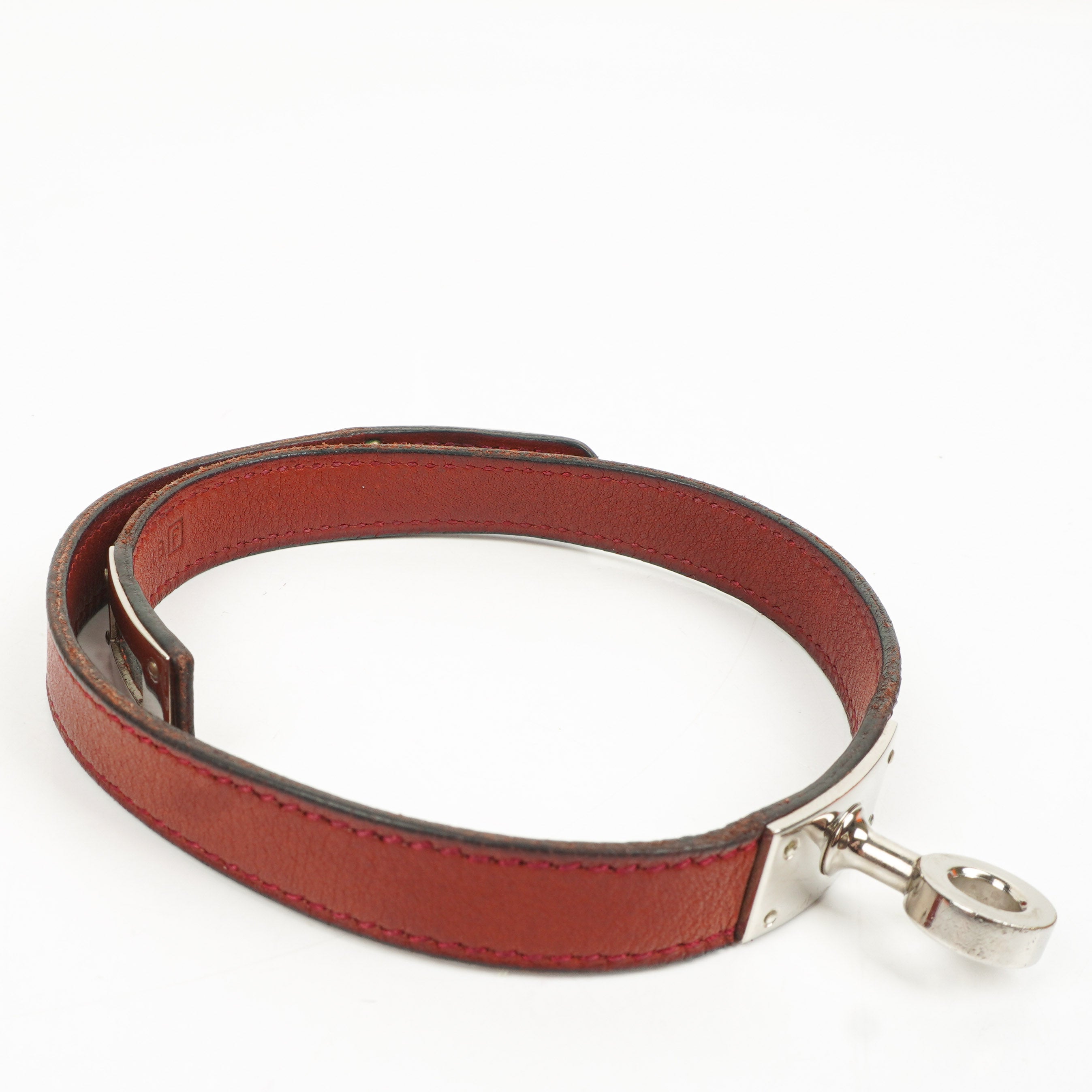 Hermes Kelly Double Tour Rouge H Swift Leather Bracelet Palladium Hardware