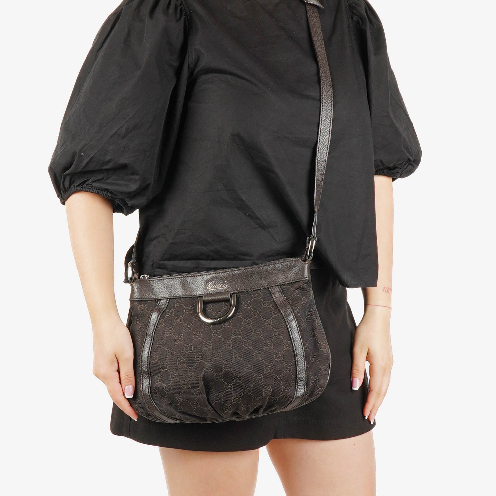 Gucci Brown Monogram Canvas Abbey D-Ring Crossbody Bag