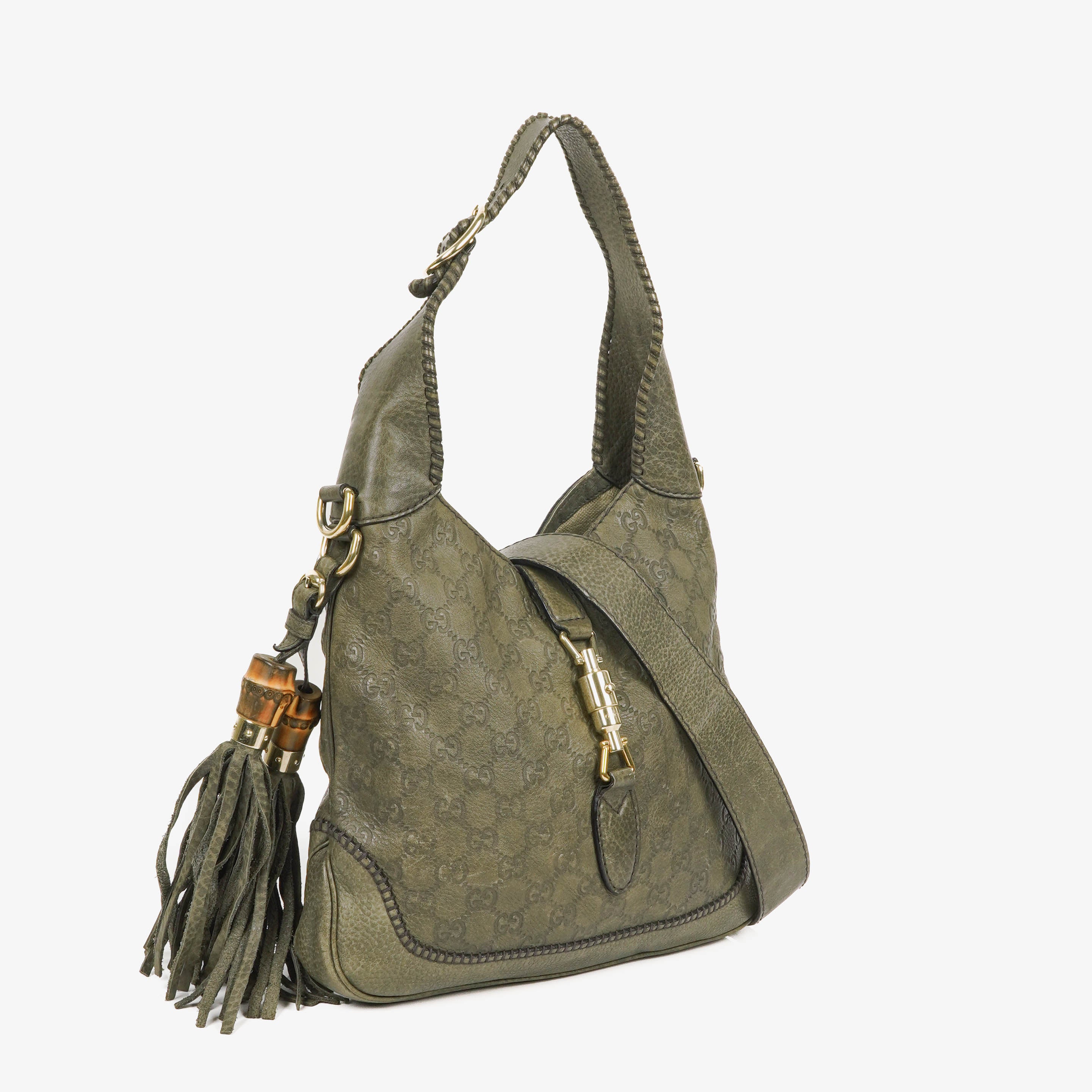 Gucci Jackie Leather Bamboo Tassel Hobo Bag