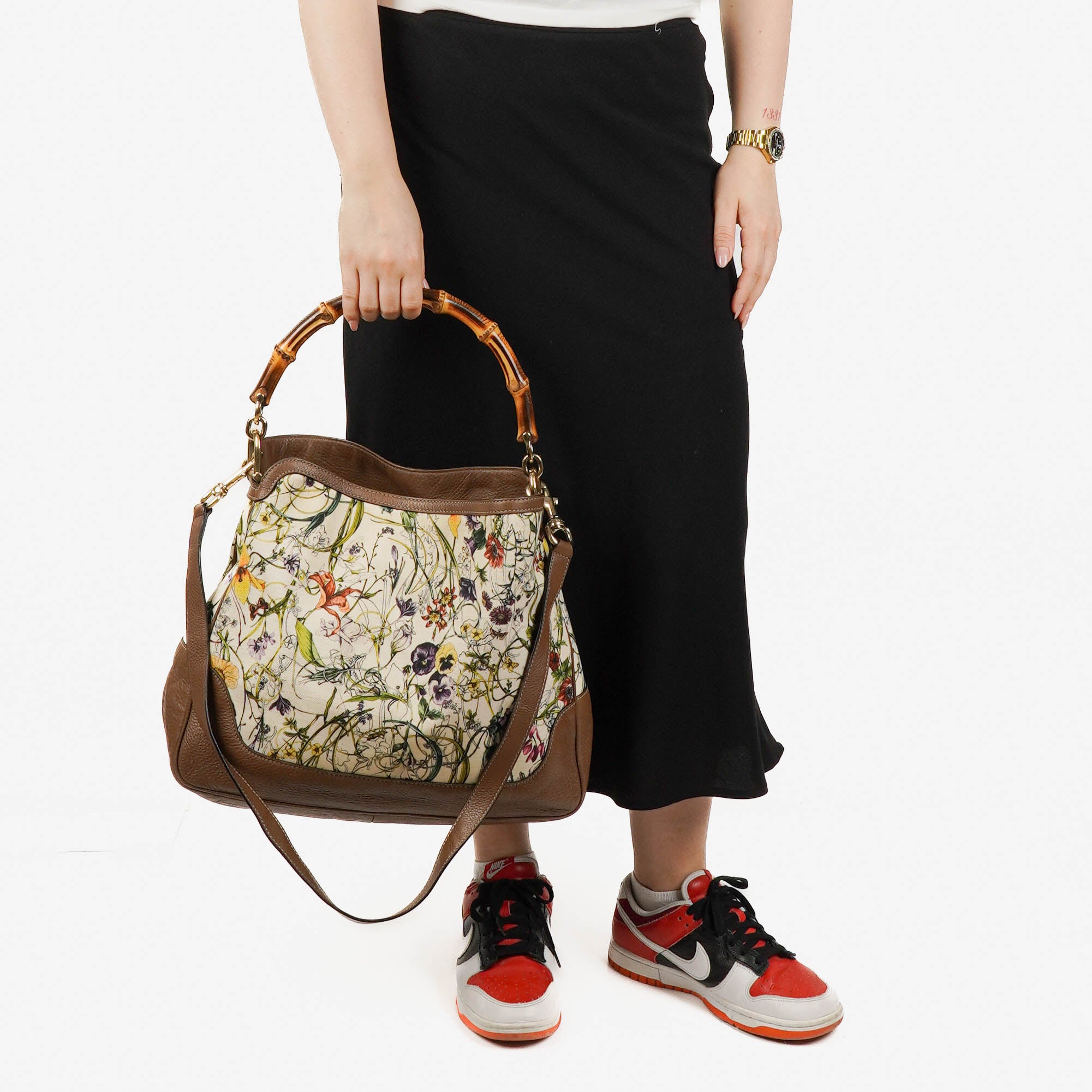 Gucci Bamboo Flora Diana Tote Bag
