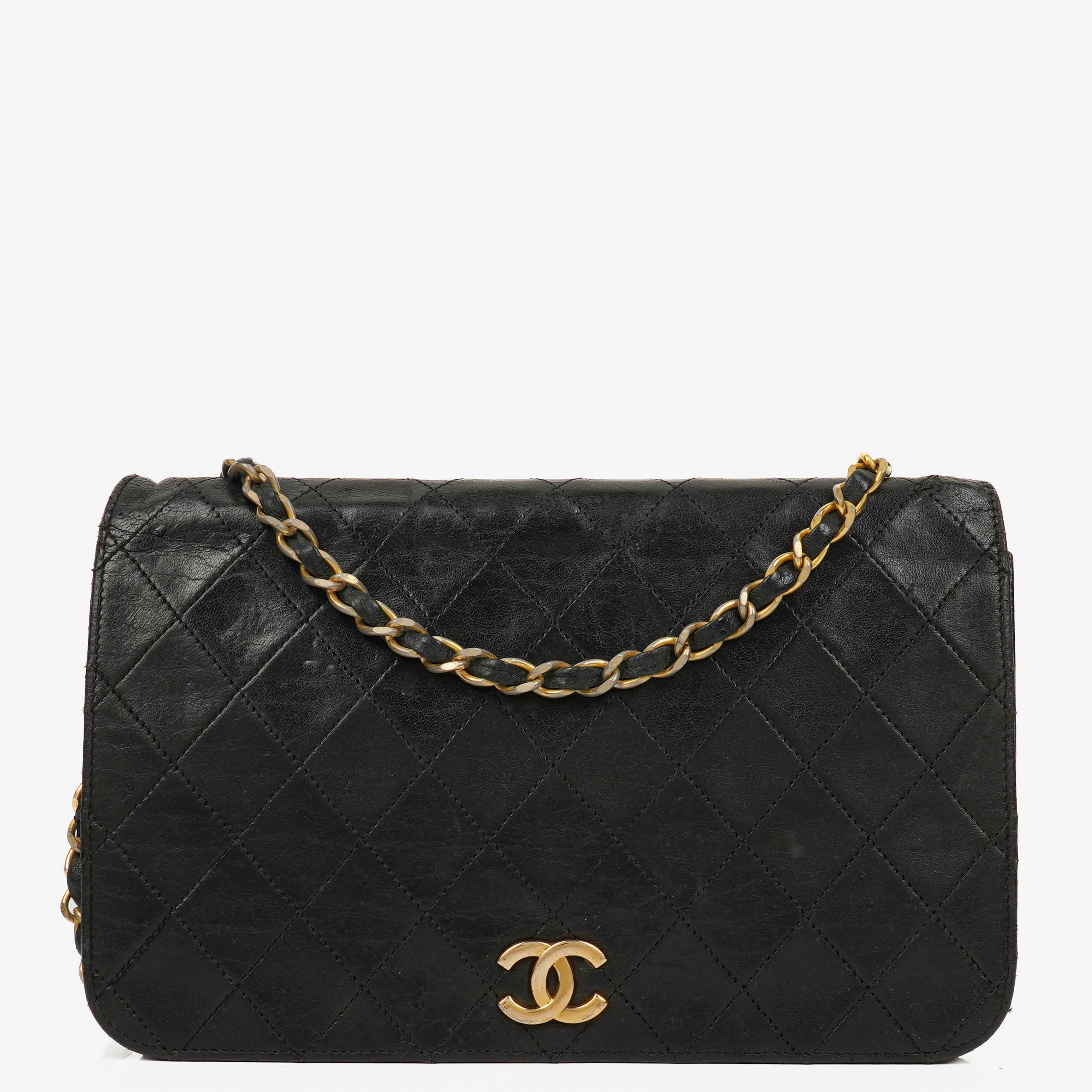 Chanel Classic Full Flap Bag Black Quilted Leather 24K Gold-Plated Hardware