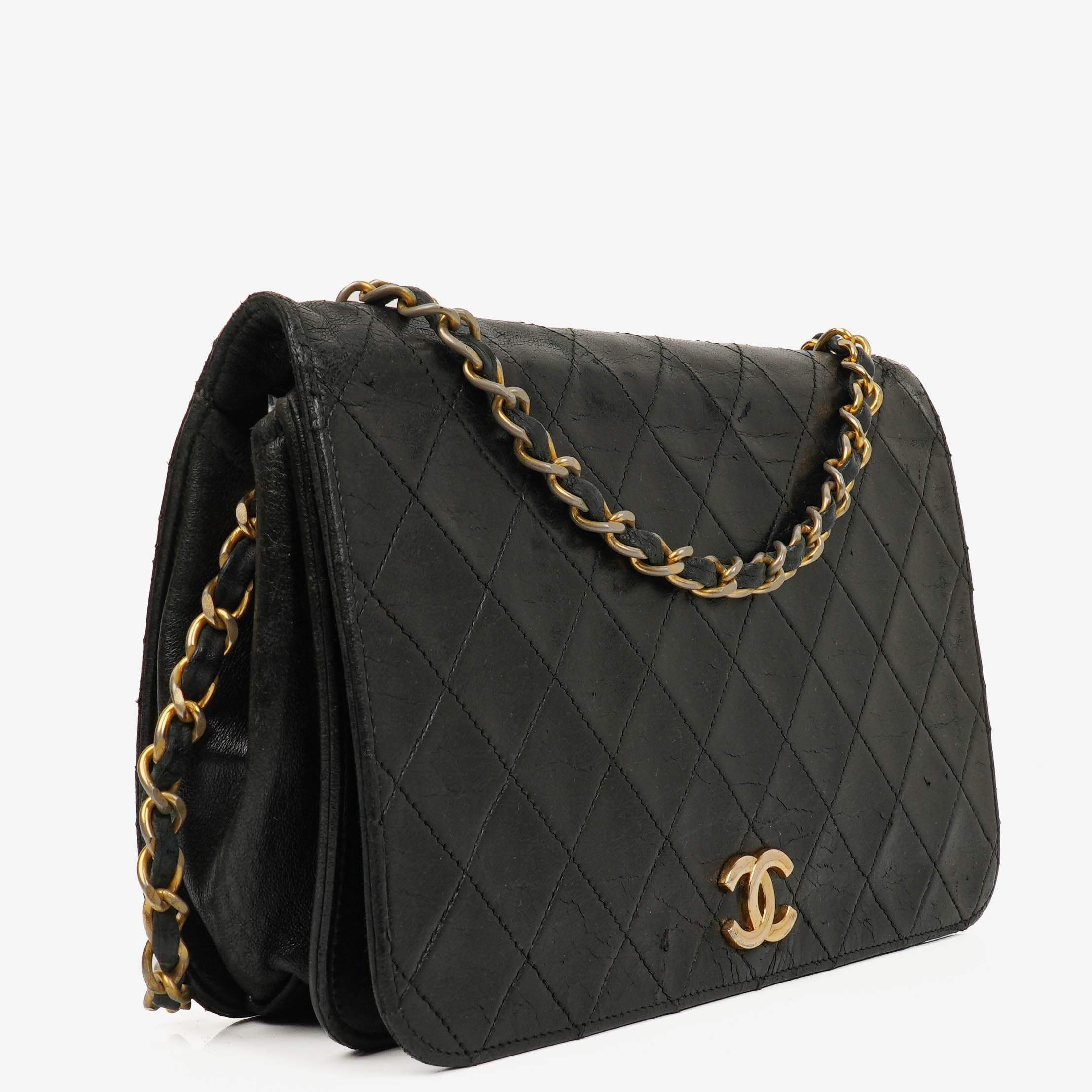 Chanel Classic Full Flap Bag Black Quilted Leather 24K Gold-Plated Hardware