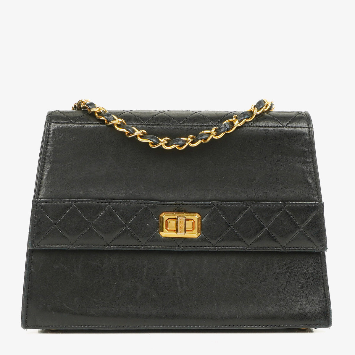 Chanel Black Quilted Lambskin Vintage Mini Trapeze Classic Single Flap Bag