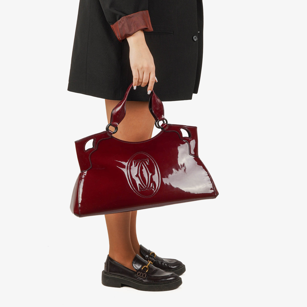 Cartier Marcello de Cartier Patent Leather Handle Bag