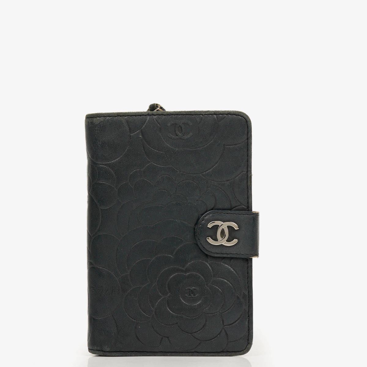 Chanel Black Camélia Embossed Leather Wallet