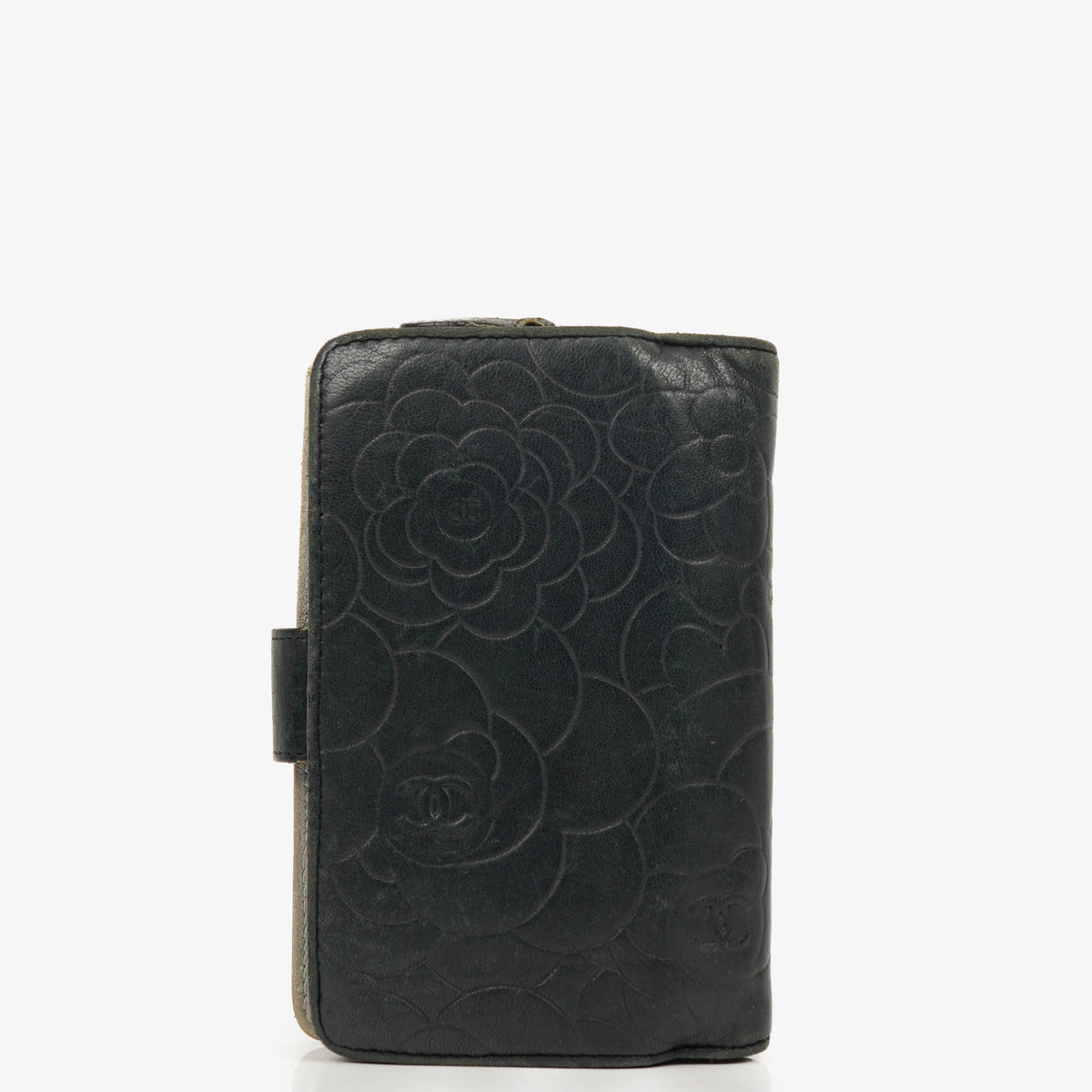 Chanel Black Camélia Embossed Leather Wallet