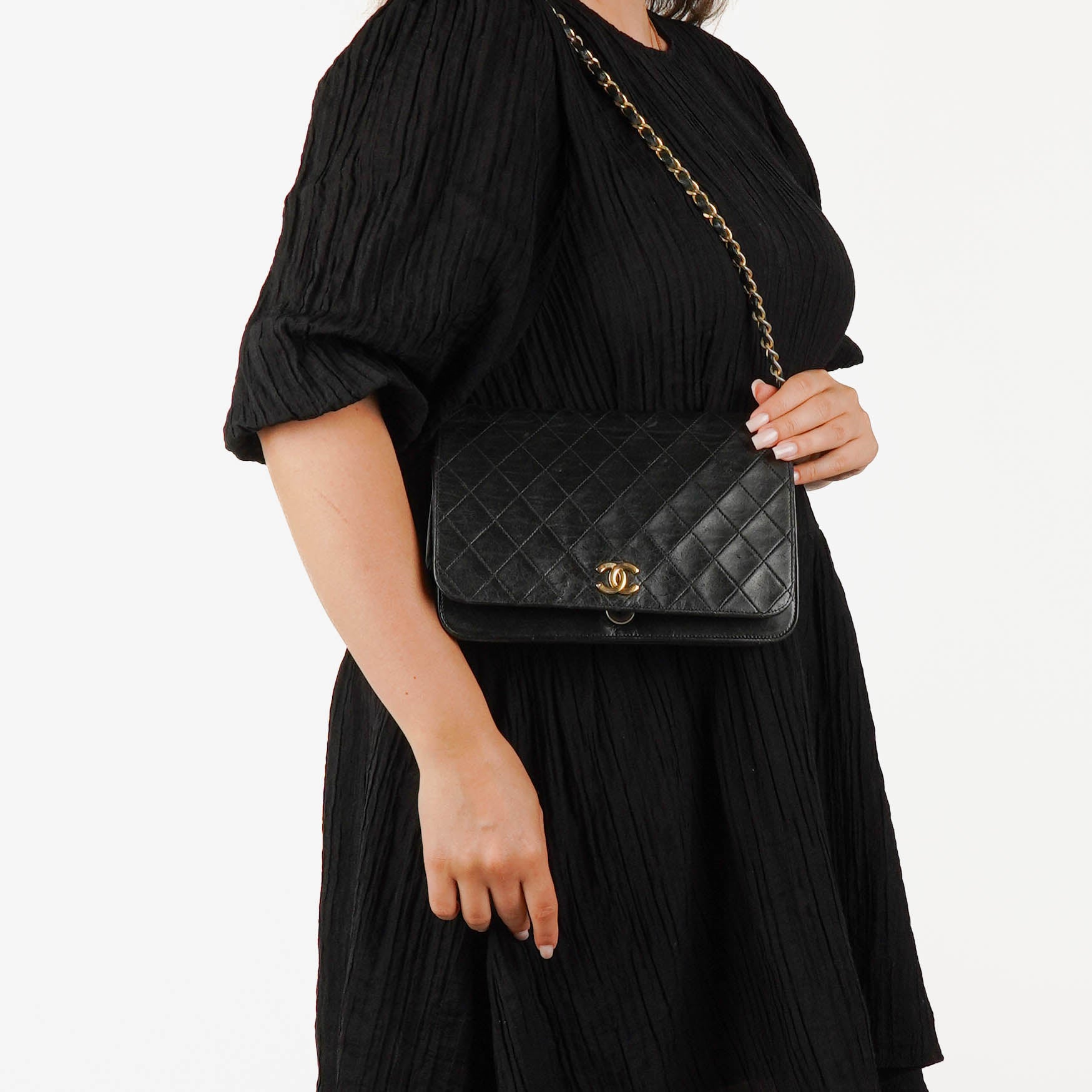 Chanel Classic Full Flap Bag Black Quilted Leather 24K Gold-Plated Hardware