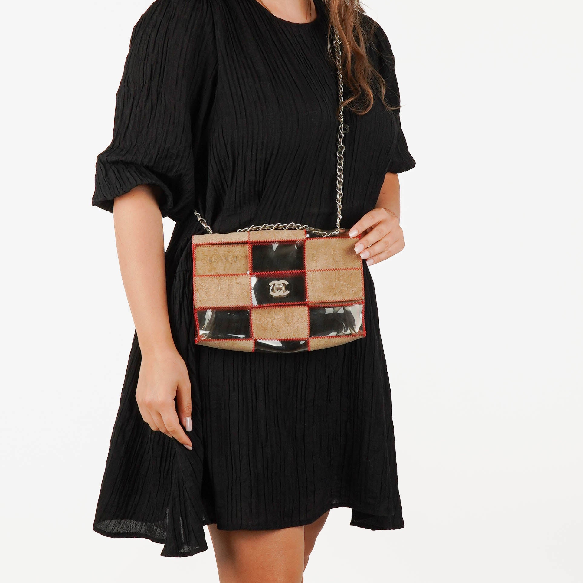 Chanel Red/Beige PVC and Leather Naked Patchwork Flap Bag