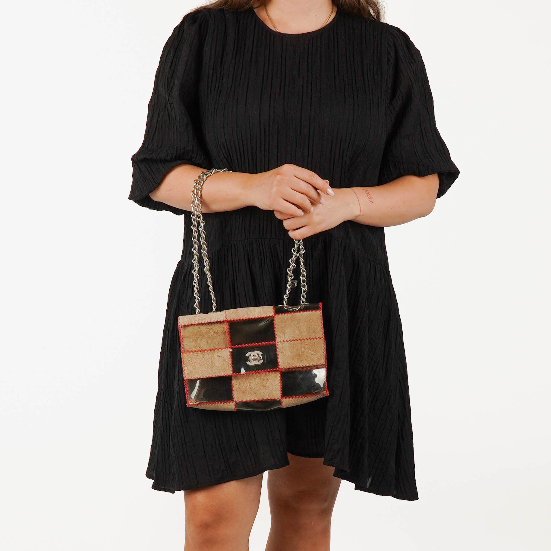 Chanel Red/Beige PVC and Leather Naked Patchwork Flap Bag