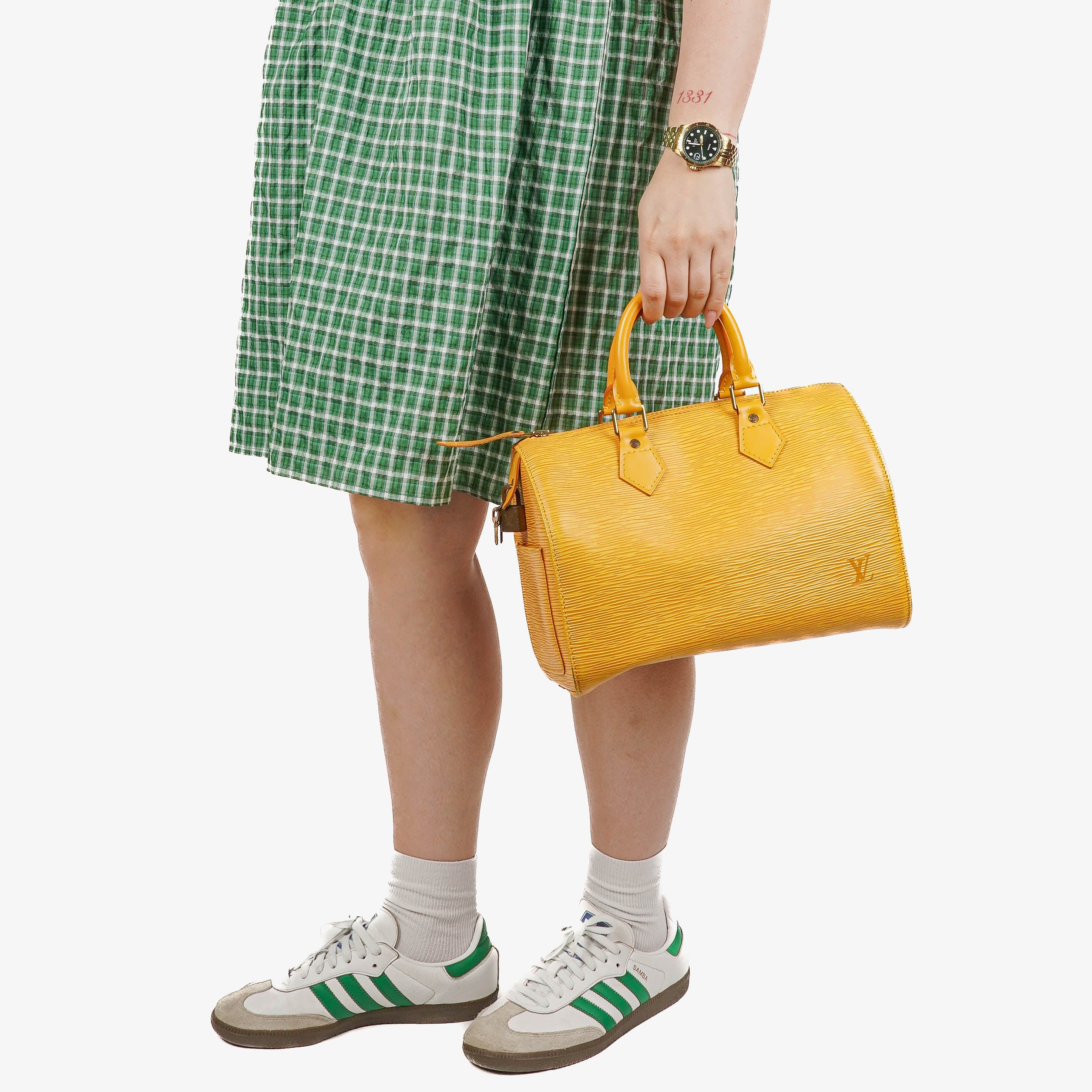 Louis Vuitton Speedy 25 Yellow EPI Leather Handbag