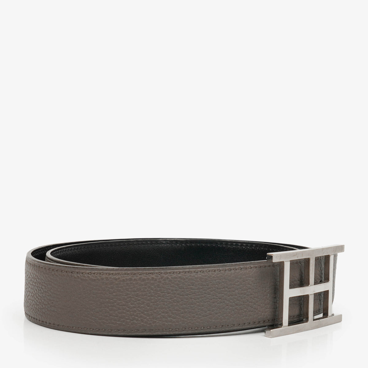 Hermès Grey/Black H au Carré Reversible Belt