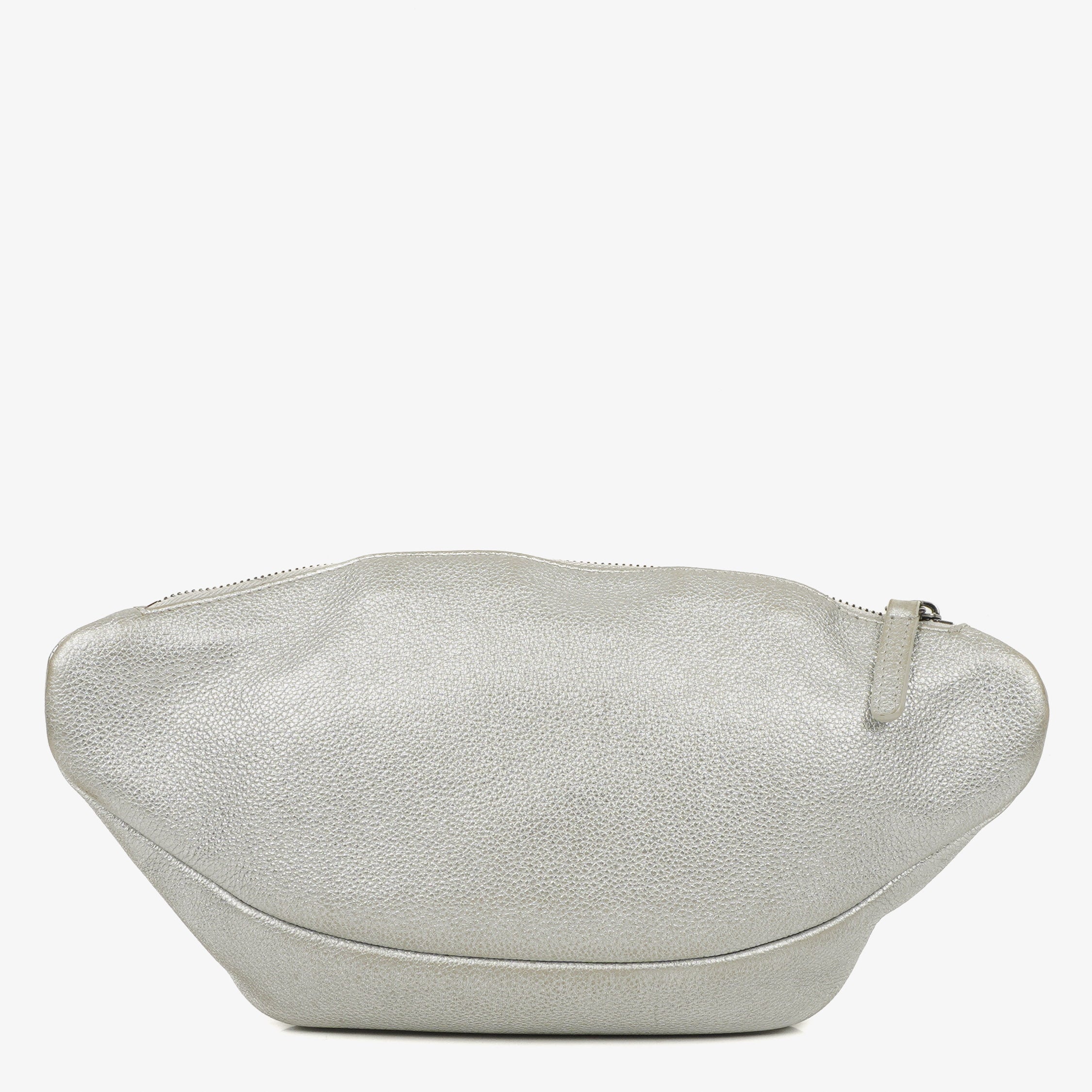 Chanel Silber Metallic Genarbtes Kalbsleder Casual Rock Bauchtasche