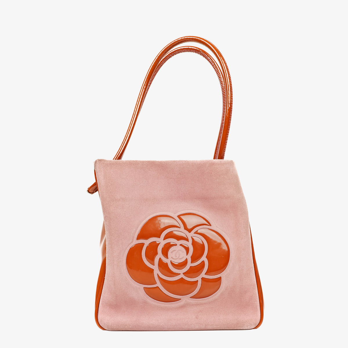Chanel Camellia Pink Suede And Patent Leather Tote Bag