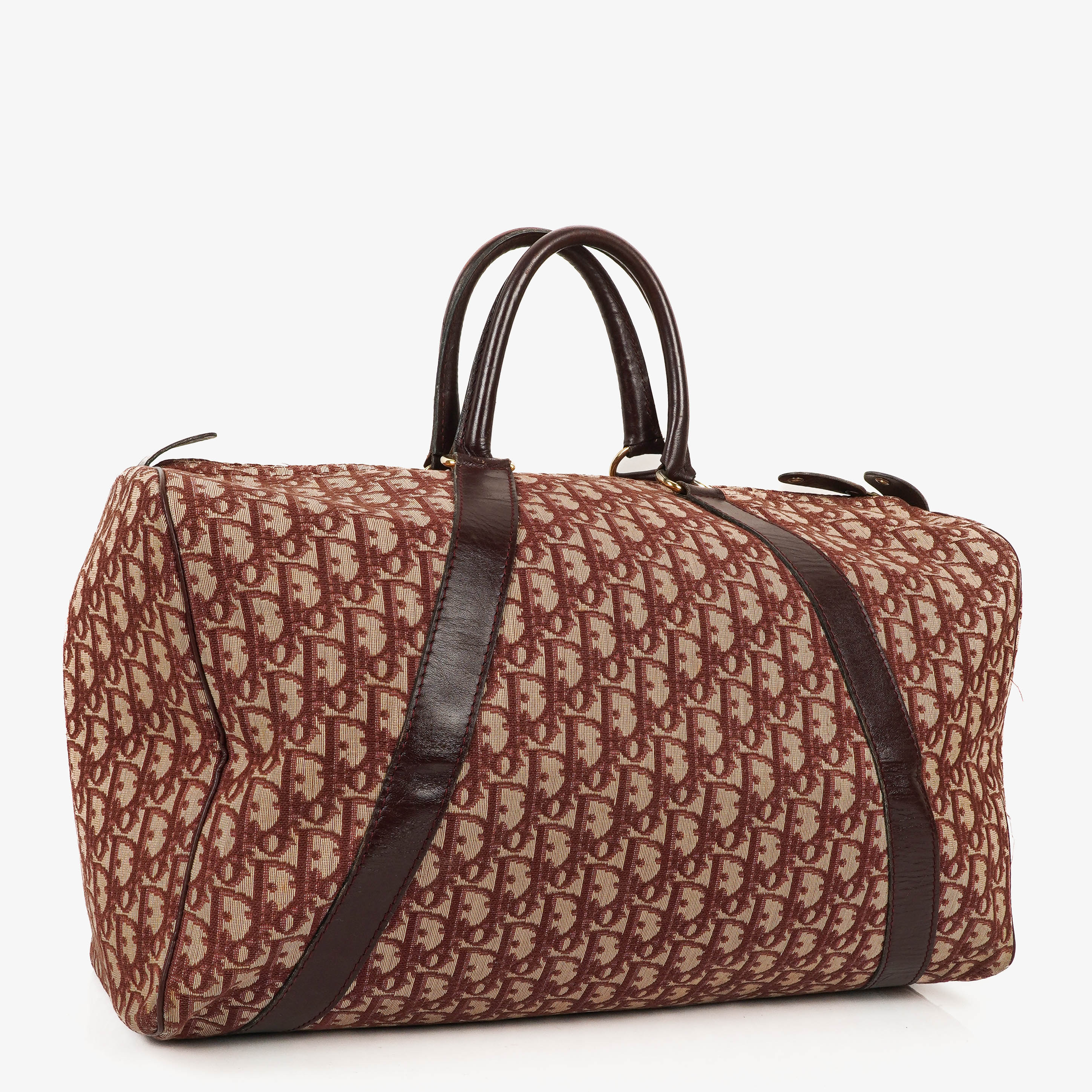 Christian Dior Trotter Vintage Beige/Burgundy Boston Bag