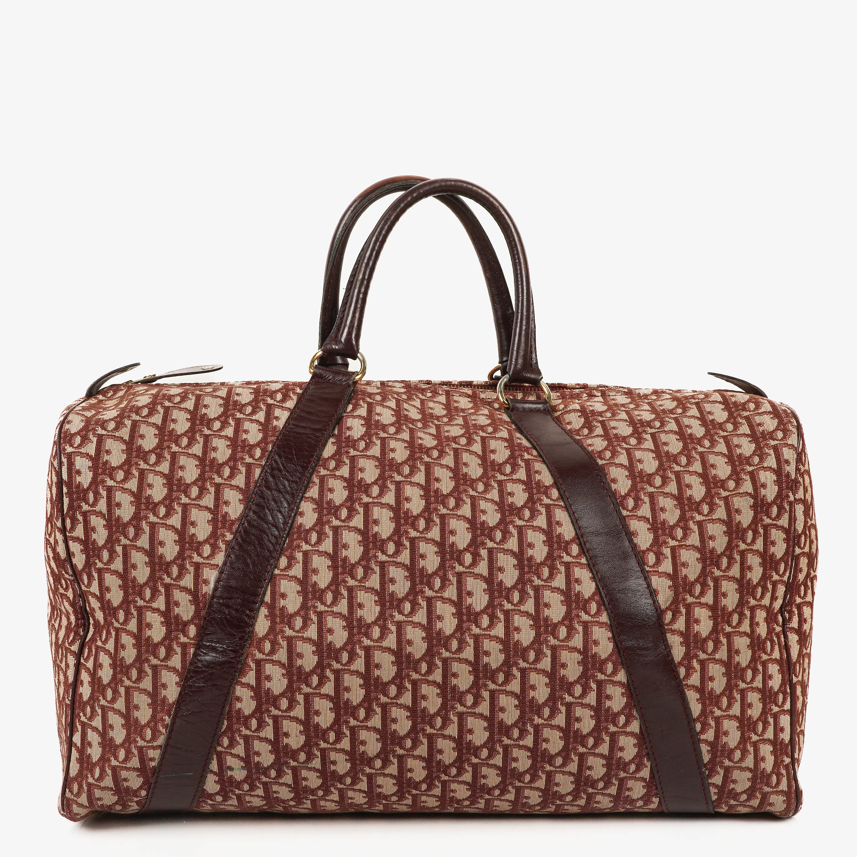 Christian Dior Trotter Vintage Beige/Burgundy Boston Bag