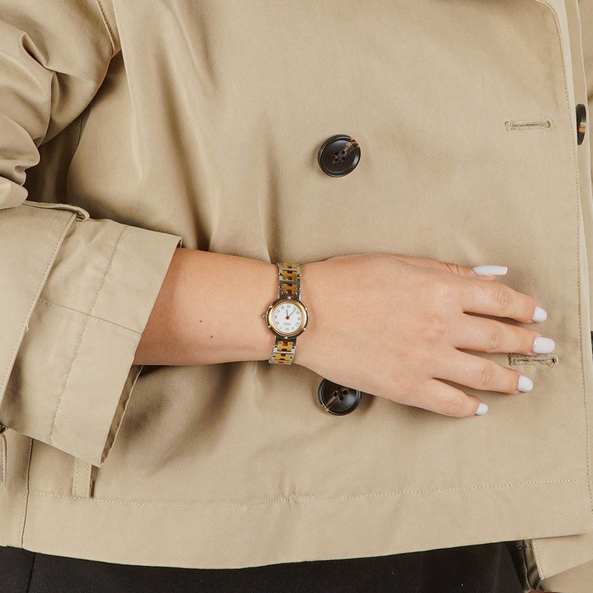 Hermes Clipper Quartz Watch Two-Tone Stainless Steel