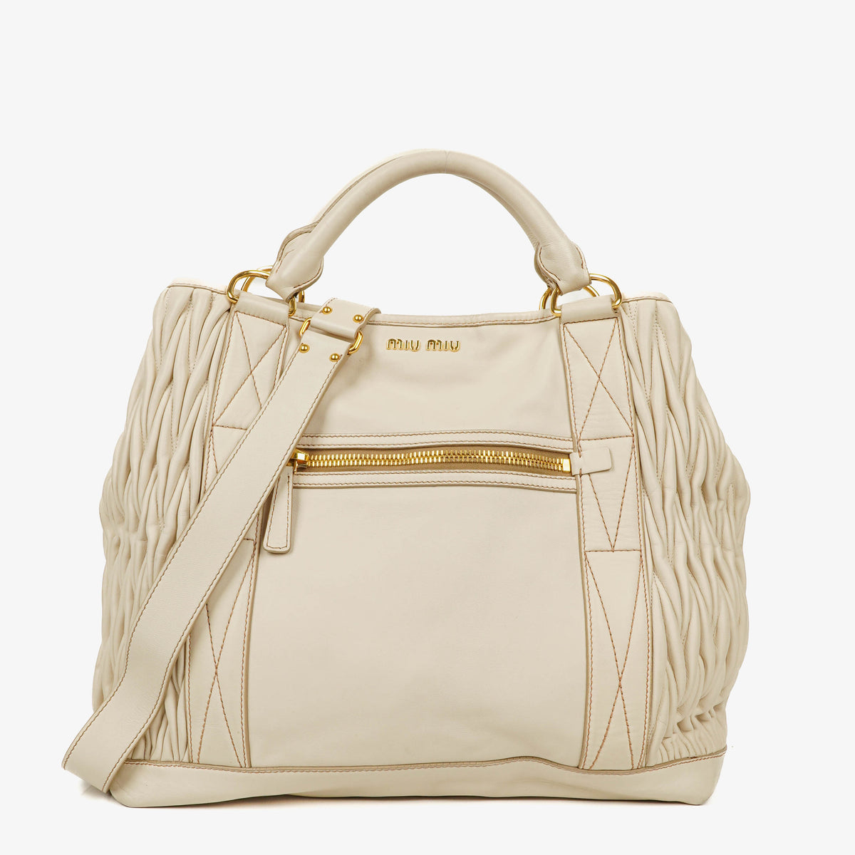 Miu Miu Nappa Lux Cera Large Leather Shopping Bag