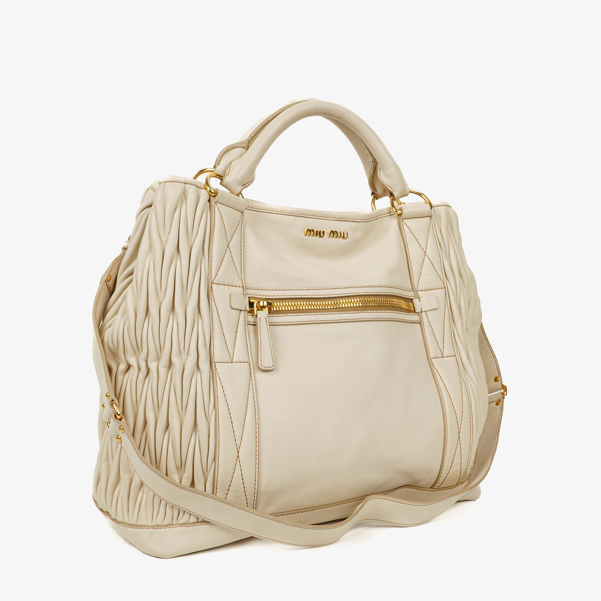 Miu Miu Nappa Lux Cera Large Leather Shopping Bag