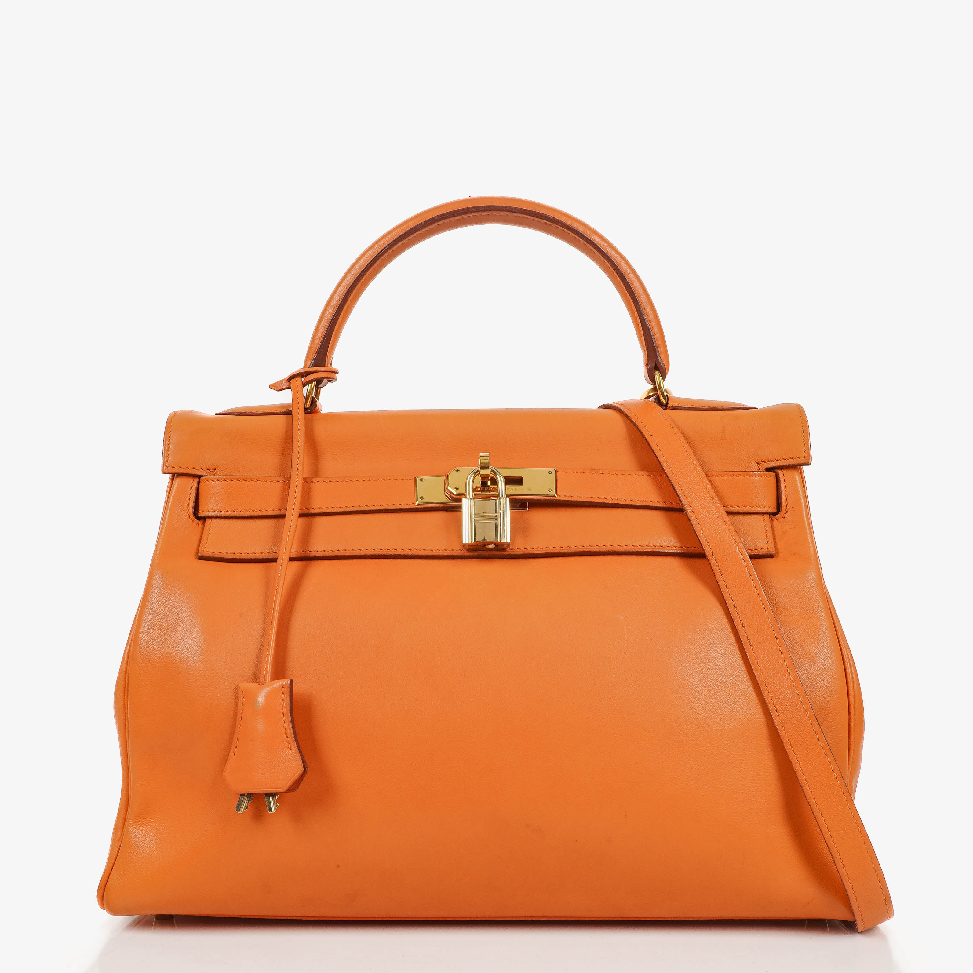 Hermès Kelly 32 Abricot Gulliver With Gold Hardware