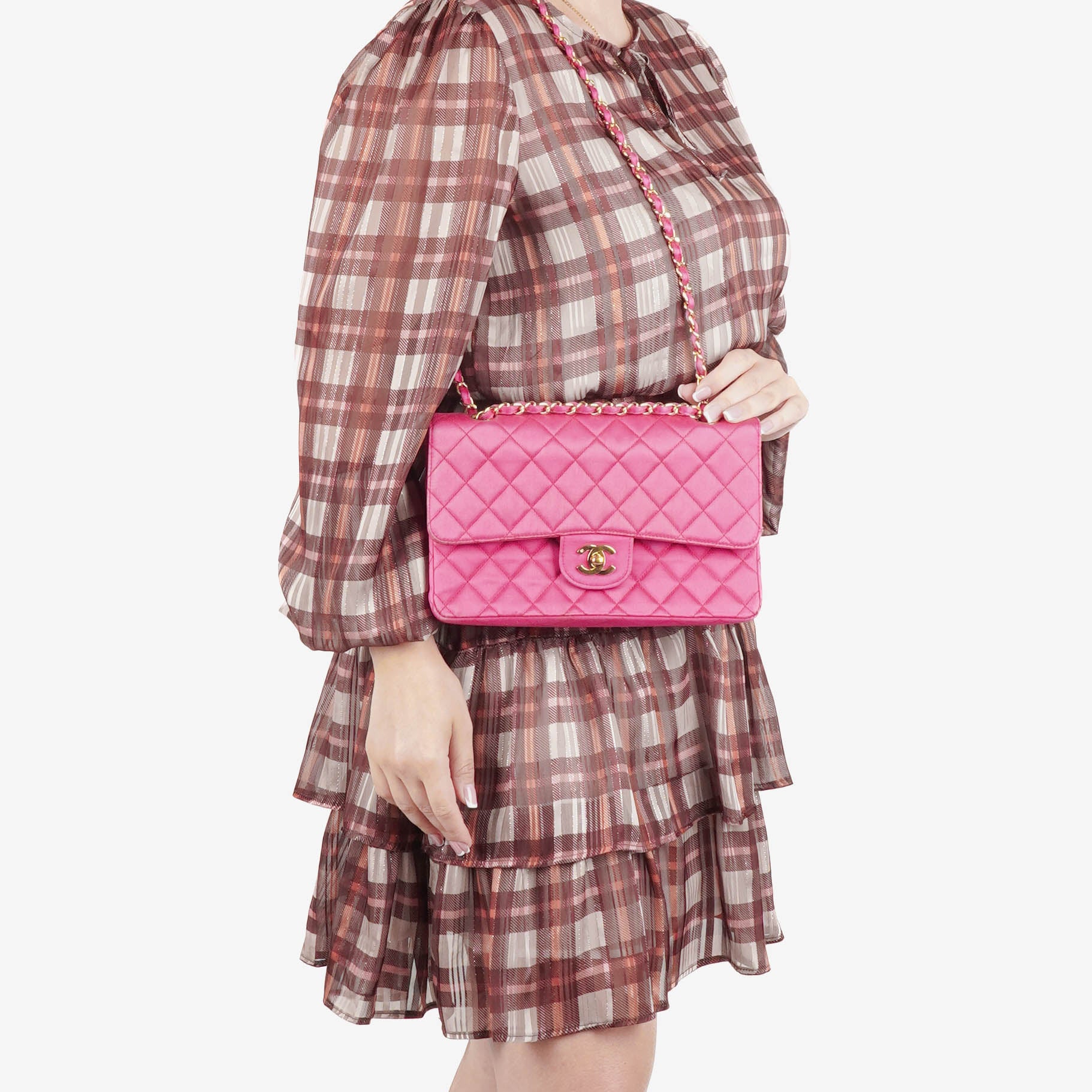 Chanel Classic Vintage Double Flap Bag Fuchsia Pink 24K Gold-Plated Hardware