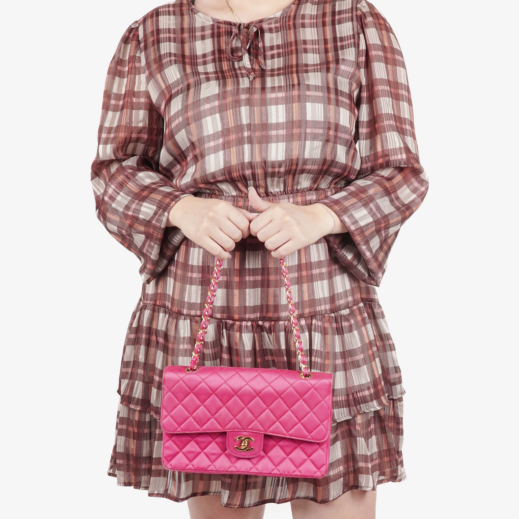 Chanel Classic Vintage Double Flap Bag Fuchsia Pink 24K Gold-Plated Hardware