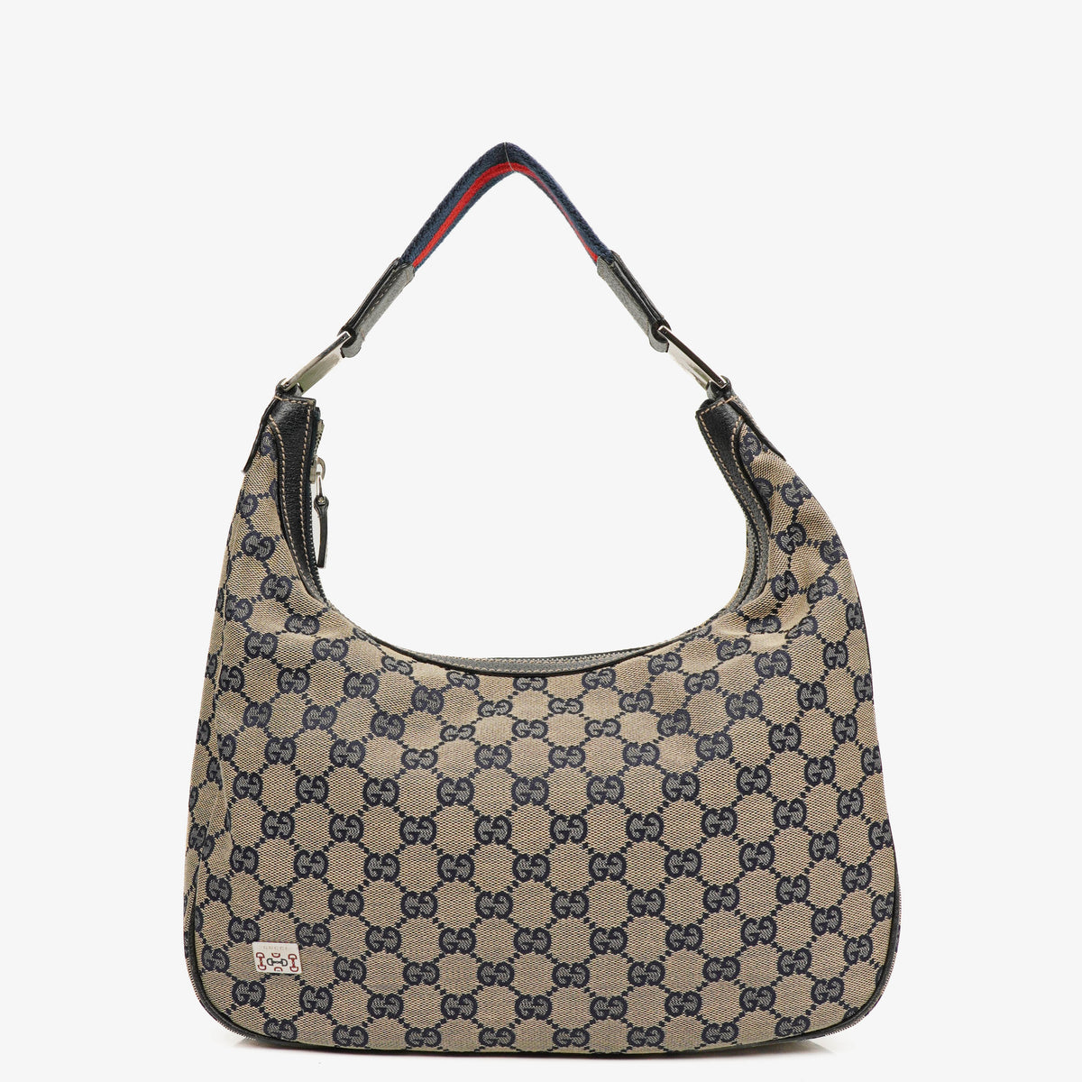 Gucci Monogram Charmy Web Handle Hobo Bag