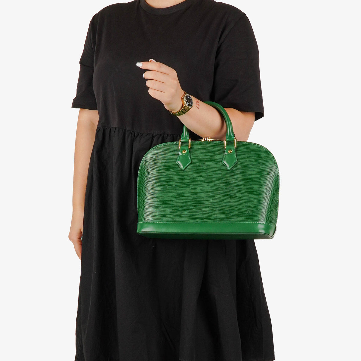 Louis Vuitton Green Epi Leather Alma PM Handbag