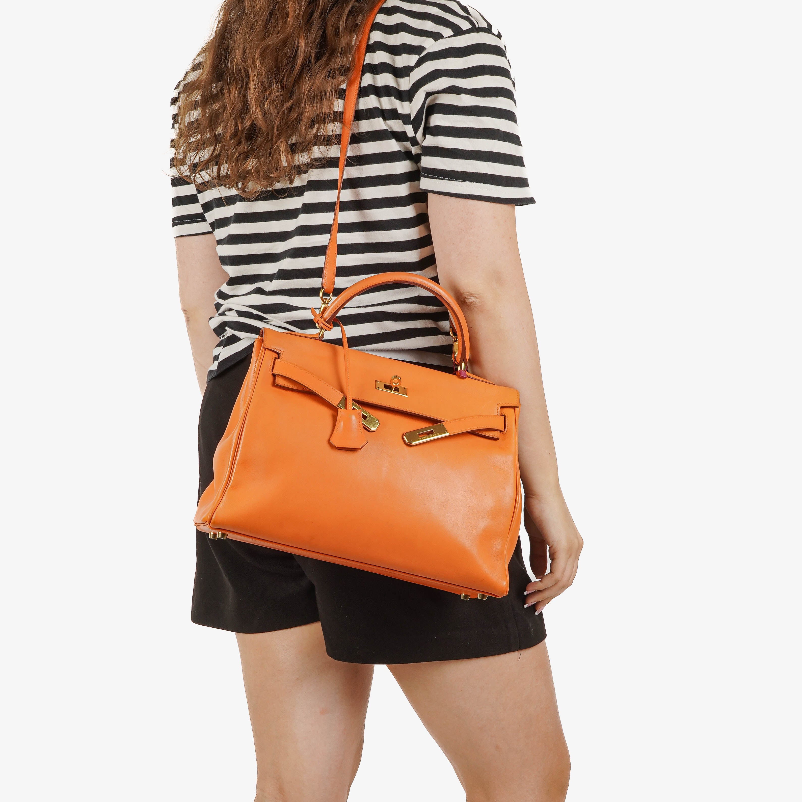 Hermès Kelly 32 Abricot Gulliver With Gold Hardware