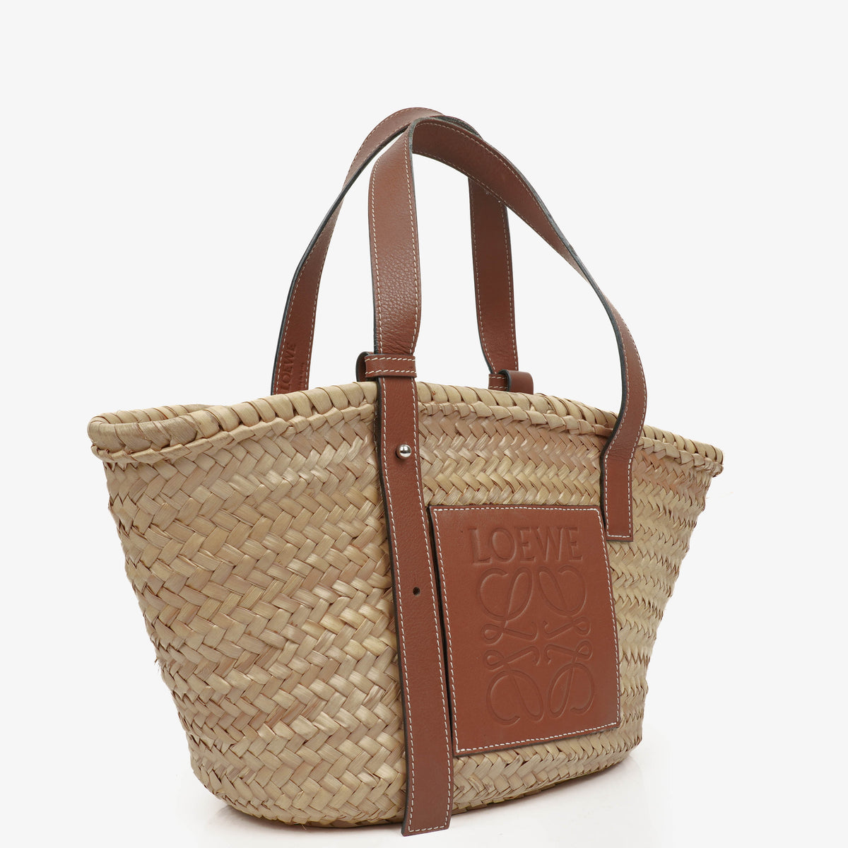 Loewe Neutral/Brown Raffia Basket Bag