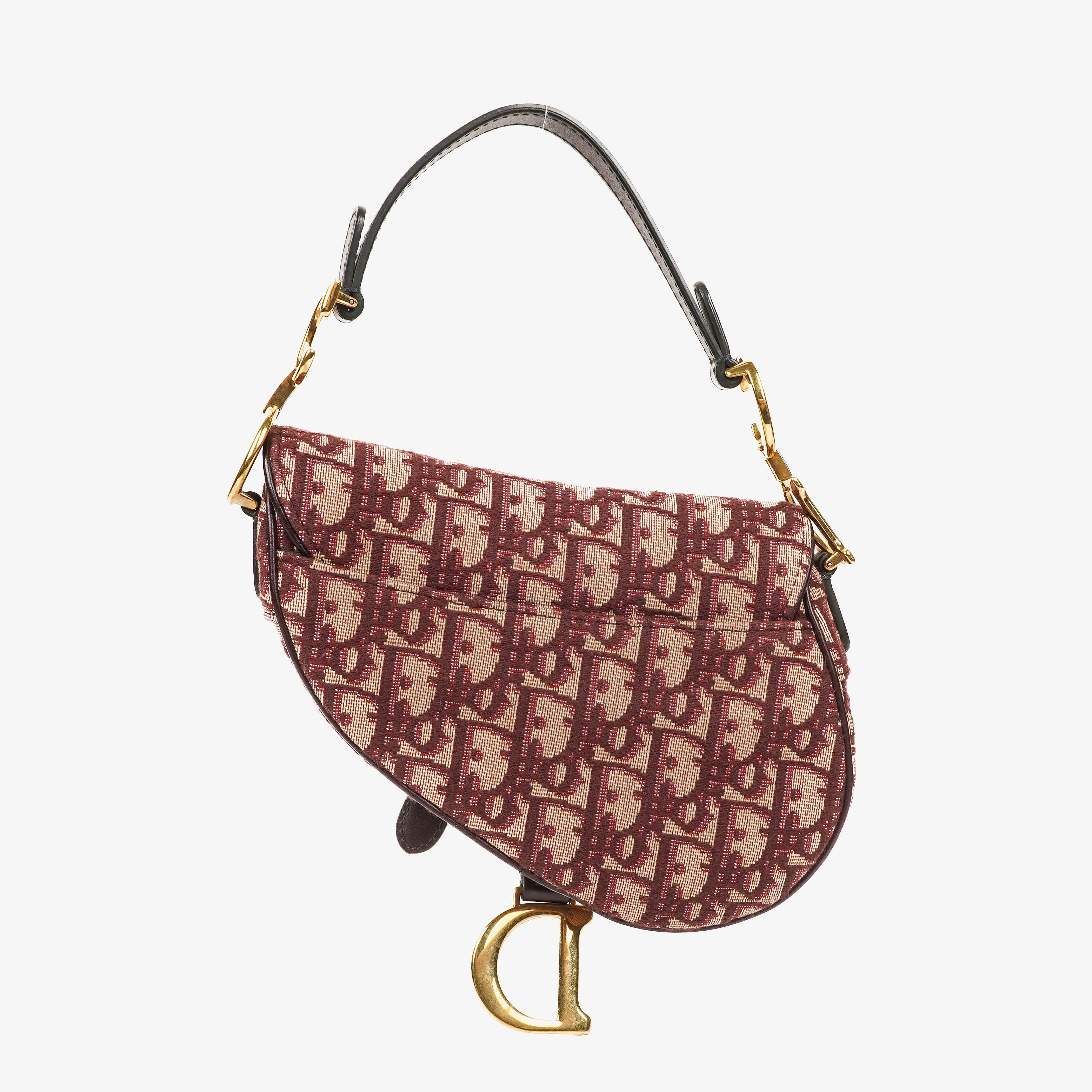Christian Dior Small Beige/Burgundy Trotter Saddle Bag