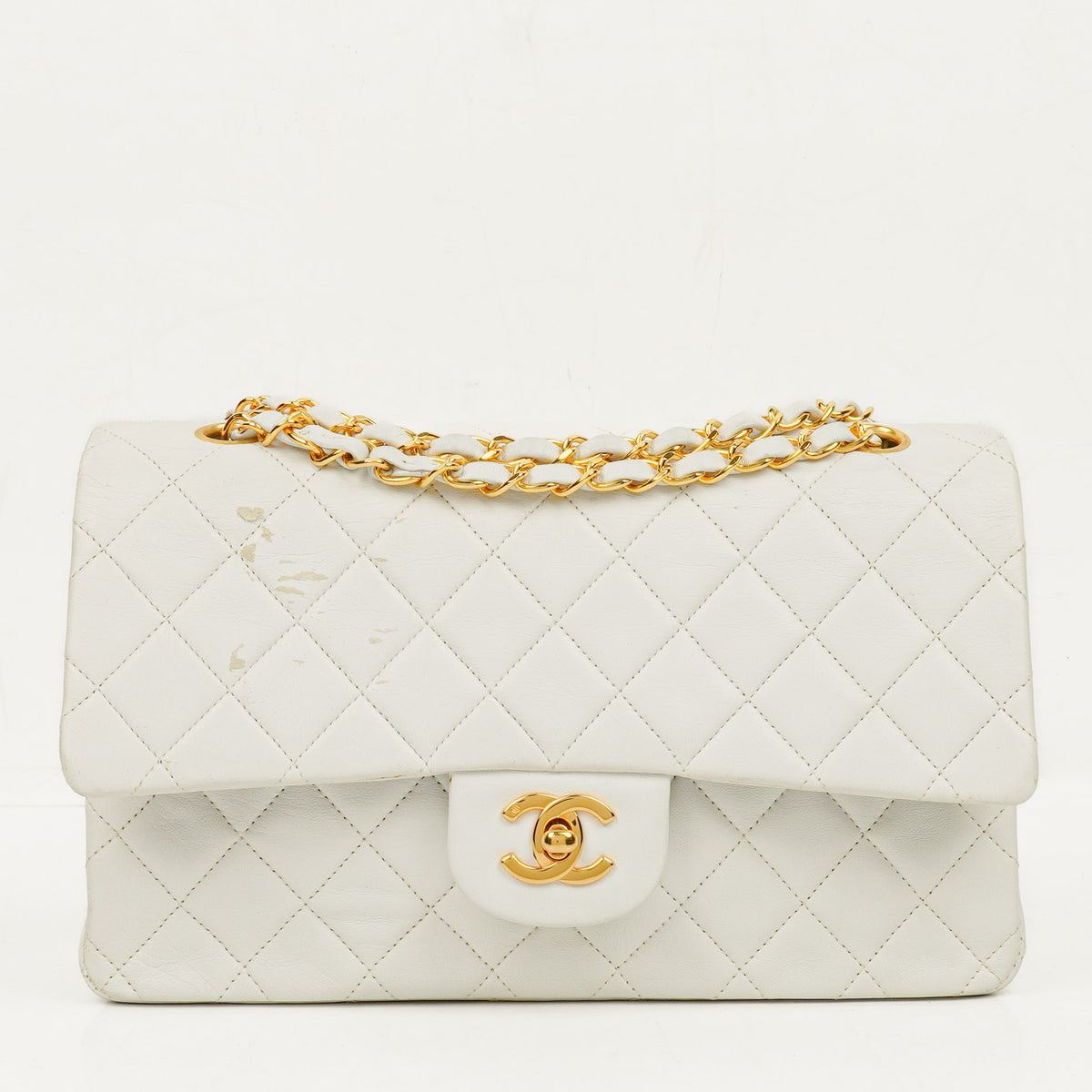 Chanel Medium Classic Quilted Lambskin Double Flap Bag With 24K Gold-Plated Hardware