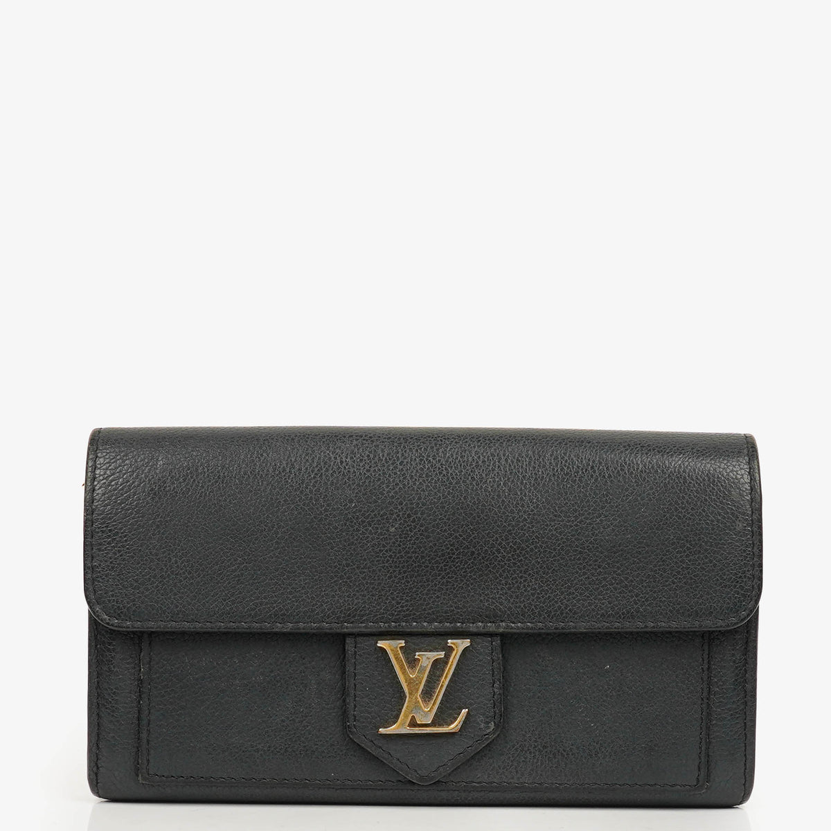 Louis Vuitton Black Leather LockMe Wallet