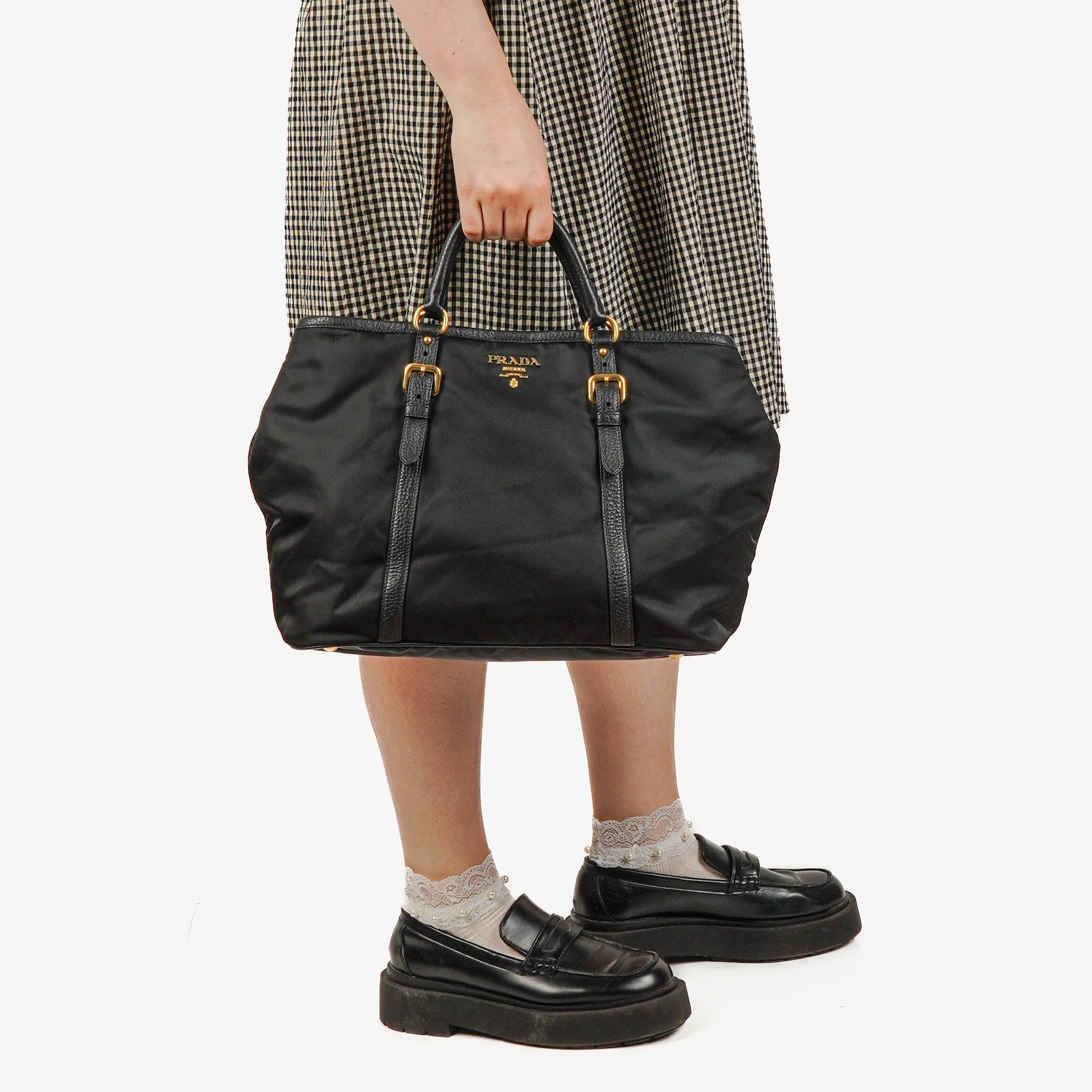 Prada Tessuto Nylon and Leather Tote Bag